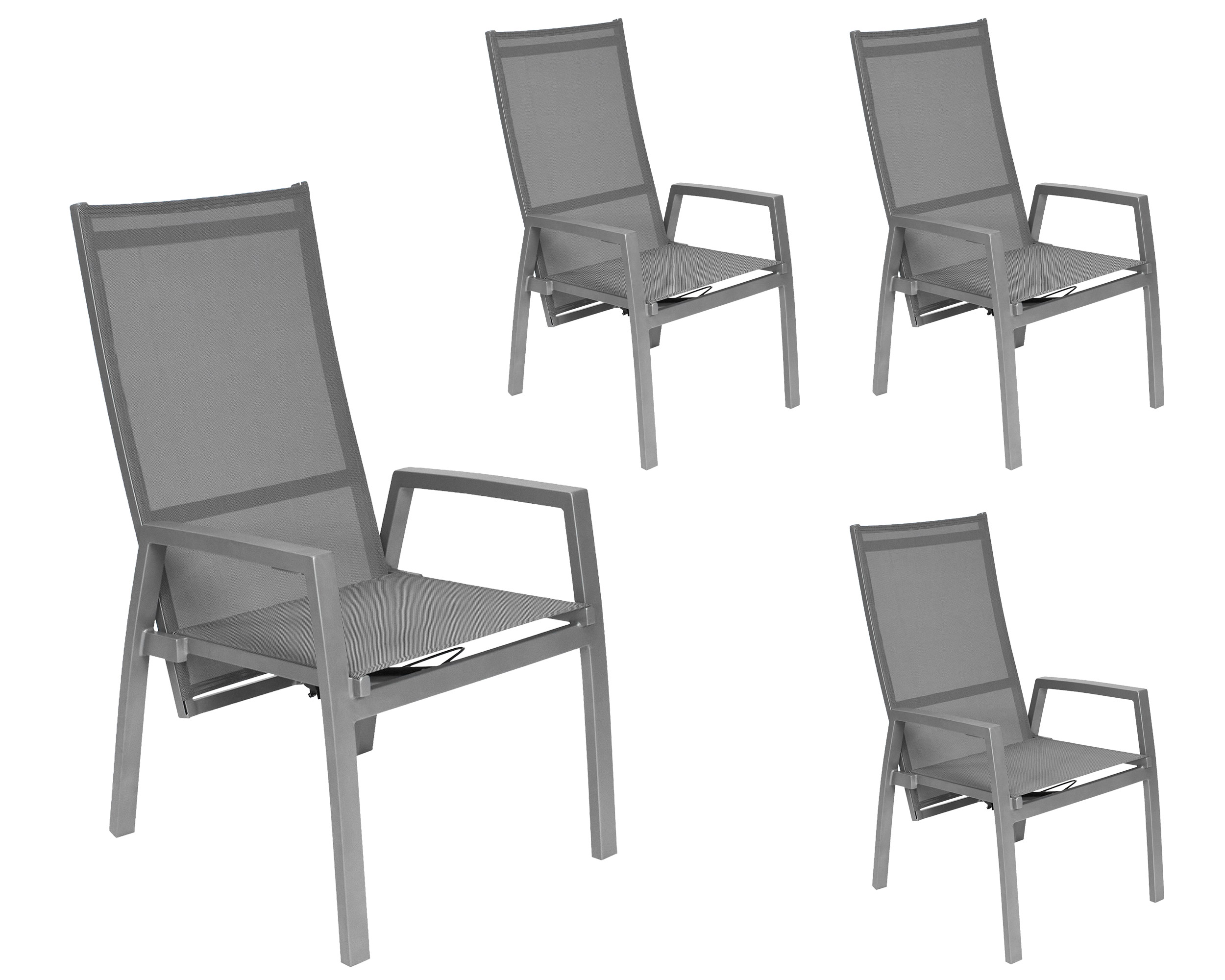 LC Garden »Bondino« Dining 4er Set Positionsstuhl Verstellsessel Textilien silber