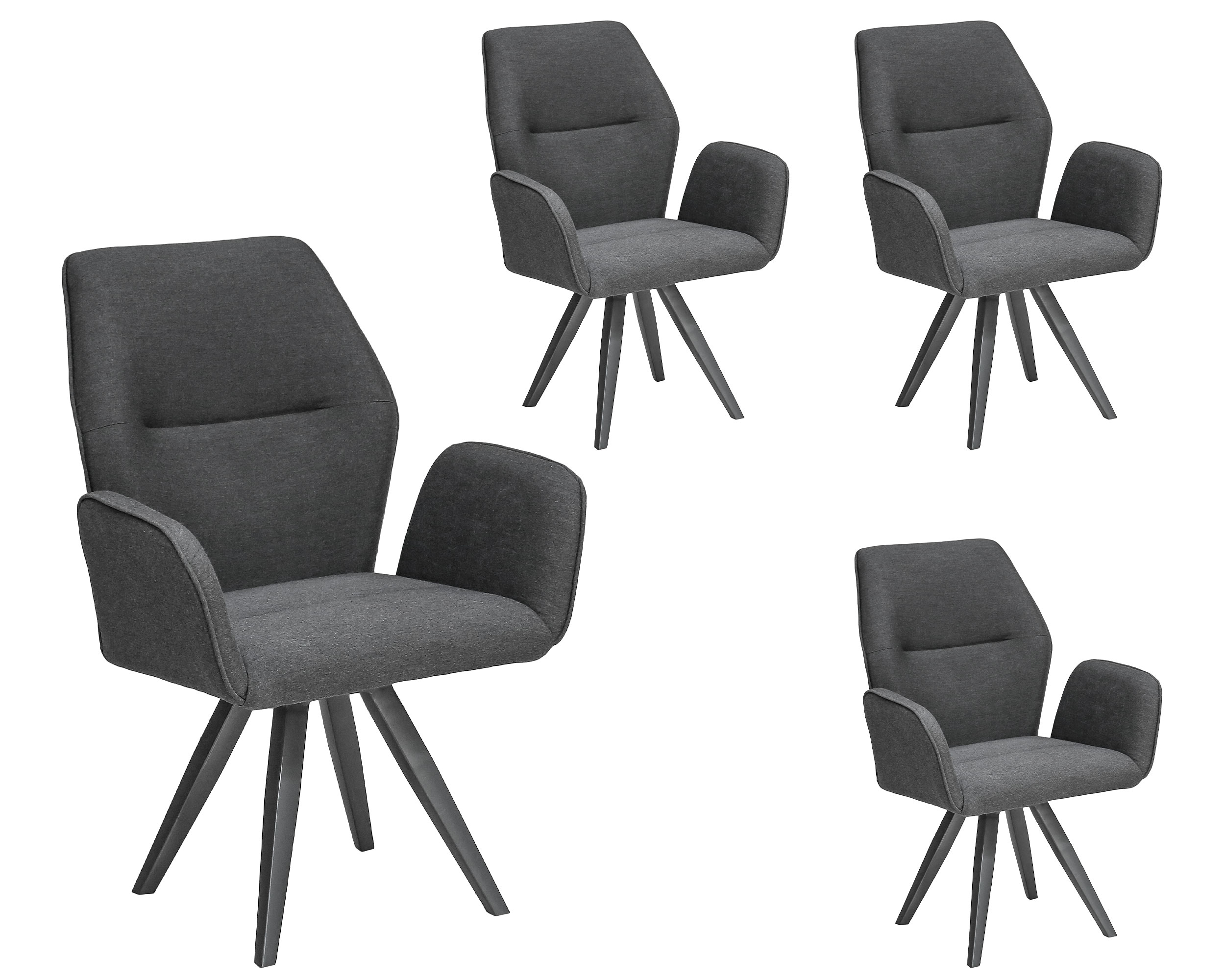 »Sunrino« Dining 4er Set Gartensessel Drehsessel Anthrazit/Sooty aus Sunbrella Stoff 70x66x94cm