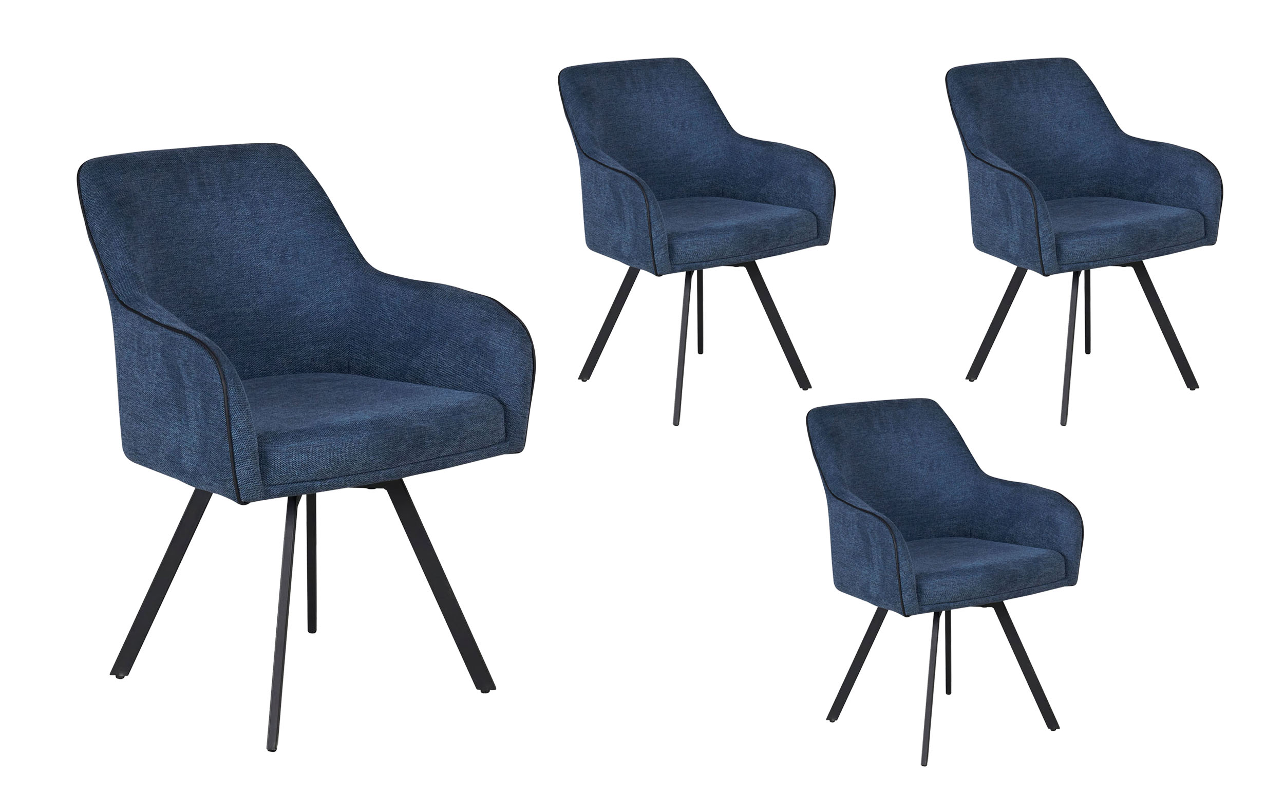 LC Home 4er Set Esszimmerstuhl »Jever« Drehstuhl Armlehnstuhl blau 58x87x63cm