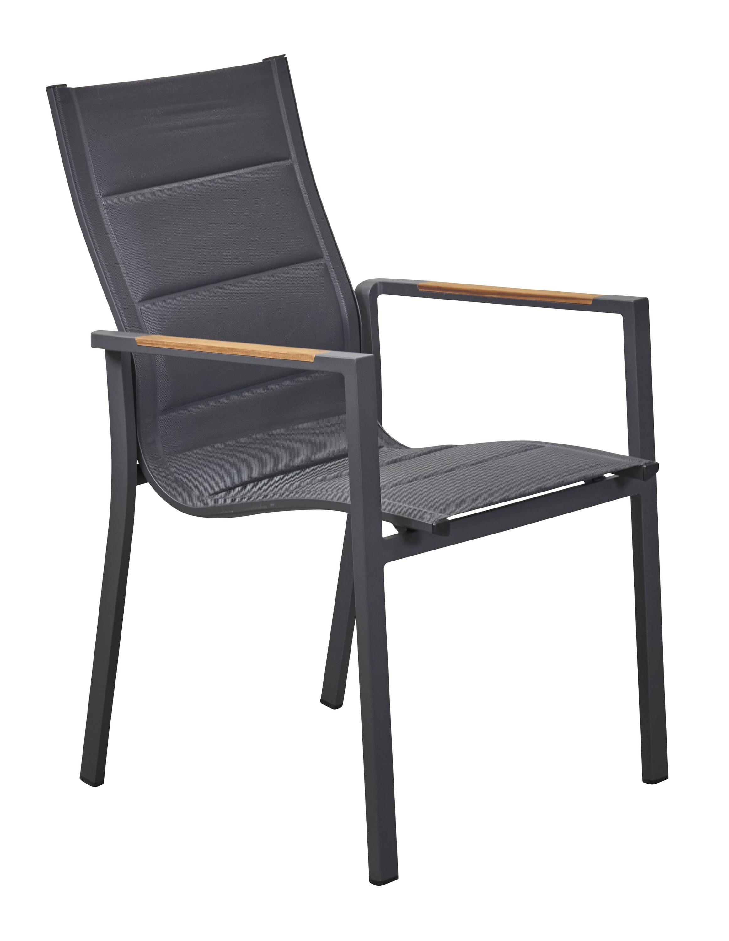 4 Gartenstühle Hochlehner – Kunststoff Rattan-Optik, Anthrazit, Stapelbar, Terrassenmöbel