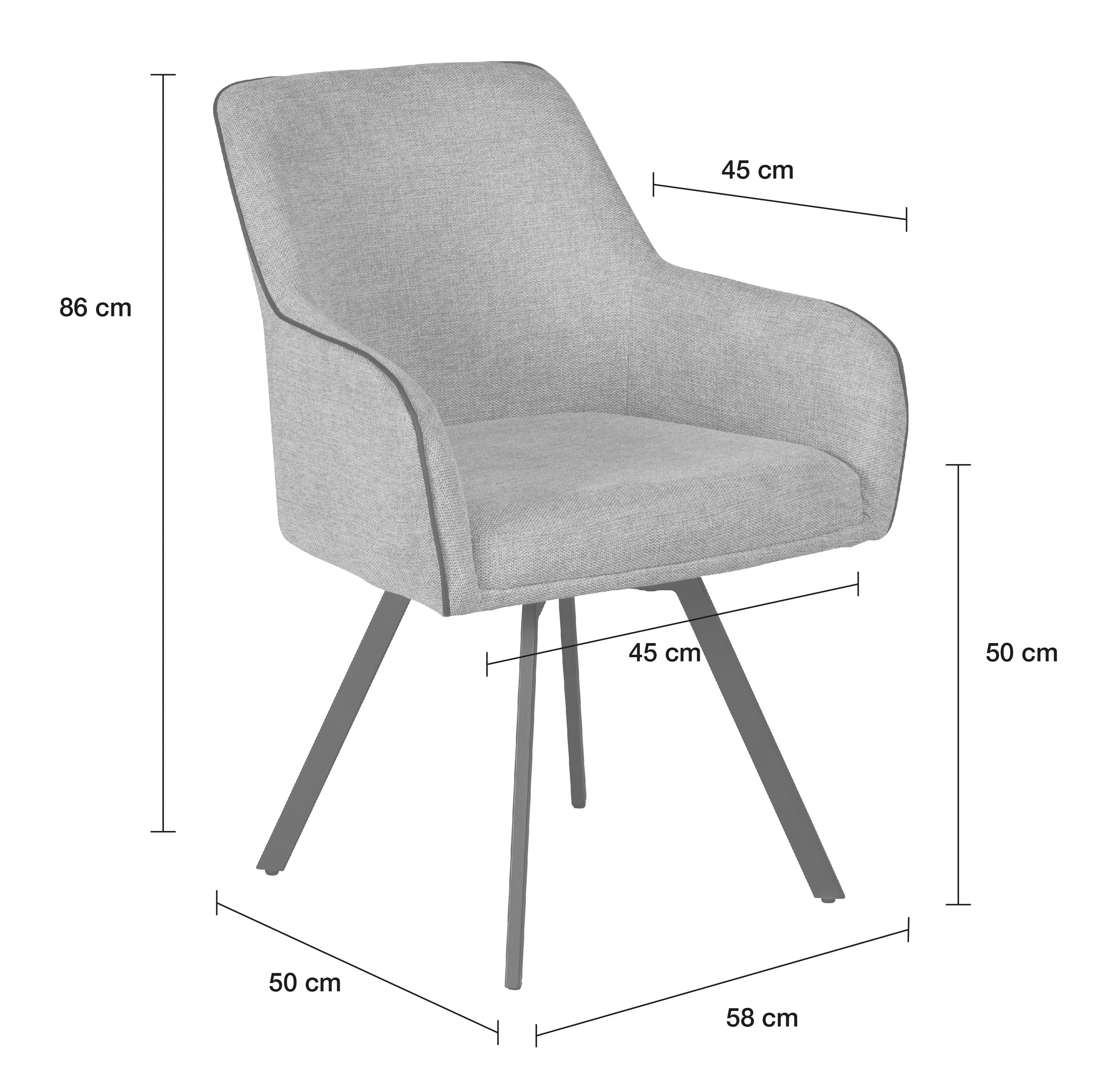 LC Home 2er Set Esszimmerstuhl »Jever« Microfaser grau Drehstuhl Armlehnstuhl Stuhl Polsterstuhl