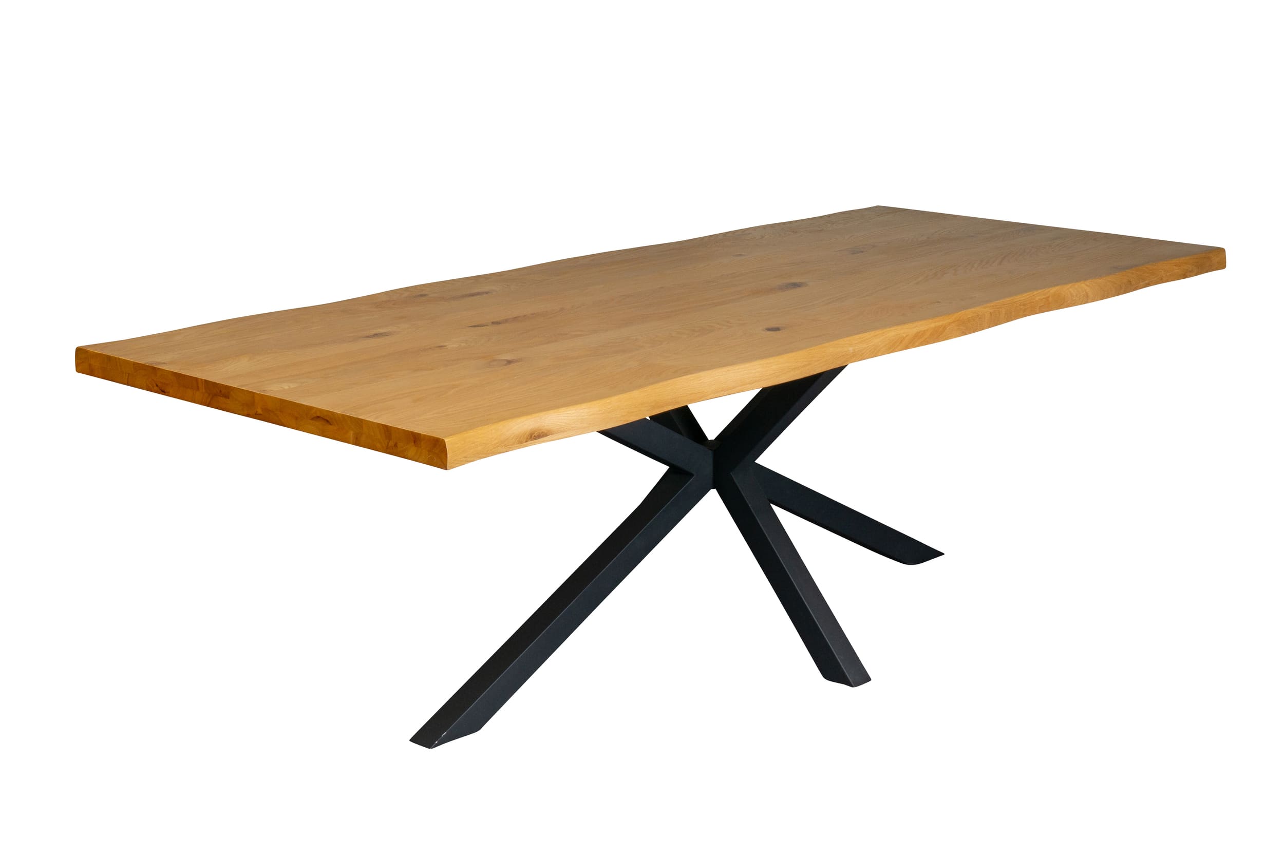 LC Home Esstisch 200x100cm Wildeiche Baumkante geölt Stern-Metallgestell Holztisch Industrial Design Massivholz Eichenholz LC Home Esstisch 200x100cm Wildeiche Baumkante geölt Stern-Metallgestell Holztisch Industrial Design Massivholz Eichenholz