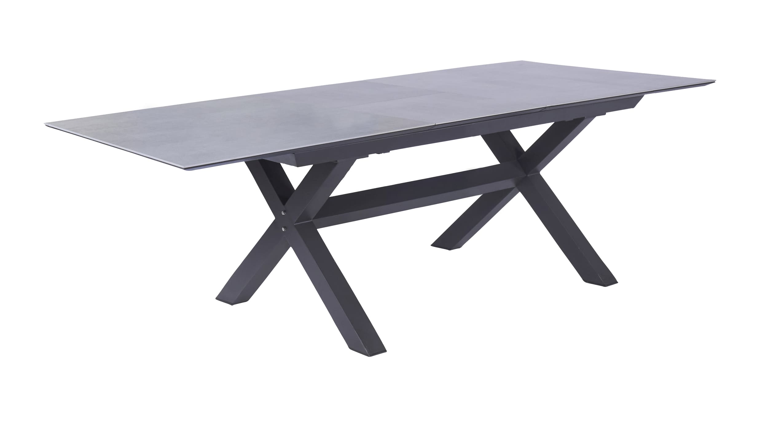 LC Garden  »Vancouver« Gartentisch 200/260x100cm anthrazit/grau Aluminium/Glas-Keramik  X-Gestell ausziehbar LC Garden  »Vancouver« Gartentisch 200/260x100cm anthrazit/grau Aluminium/Glas-Keramik  X-Gestell ausziehbar