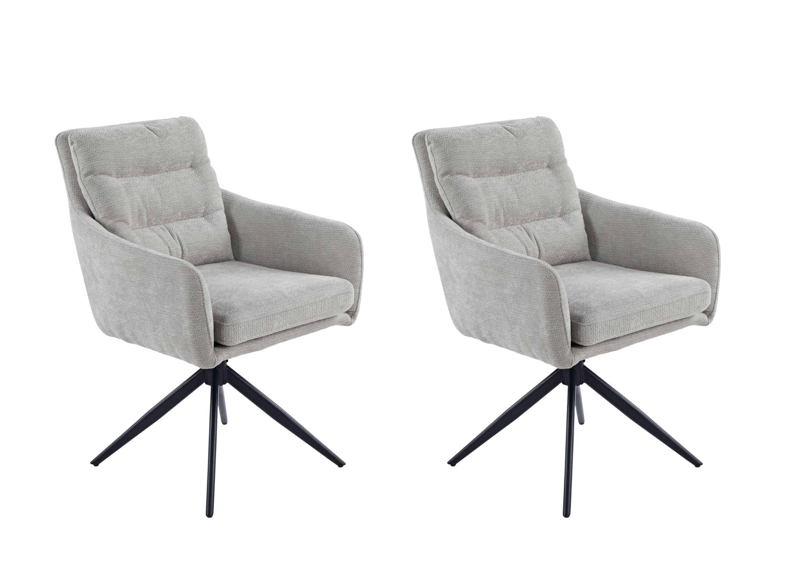 LC Home Esszimmerstühle »Fargo« 2er Set Webstoff hellgrau – drehbare Armlehnstühle & Polsterstühle