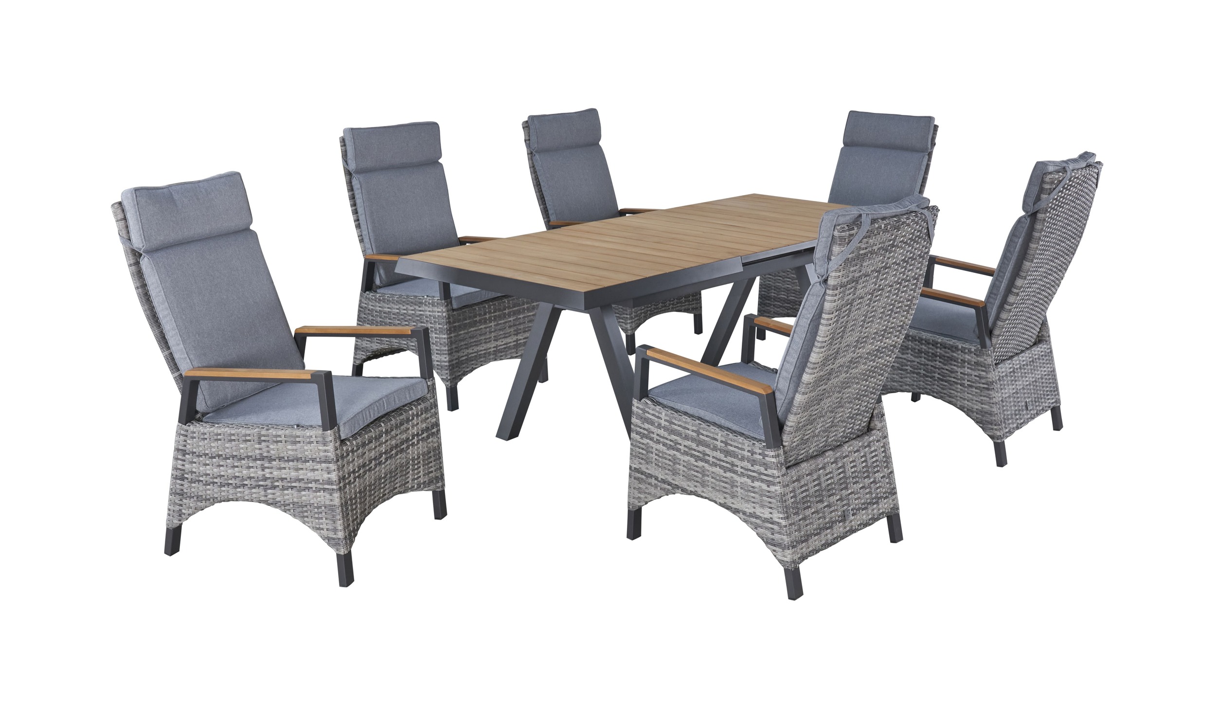 LC Garden »Kumaso« Dining Set V 7tlg. Anthrazit Teakholz Esstischgruppe Gartenset
