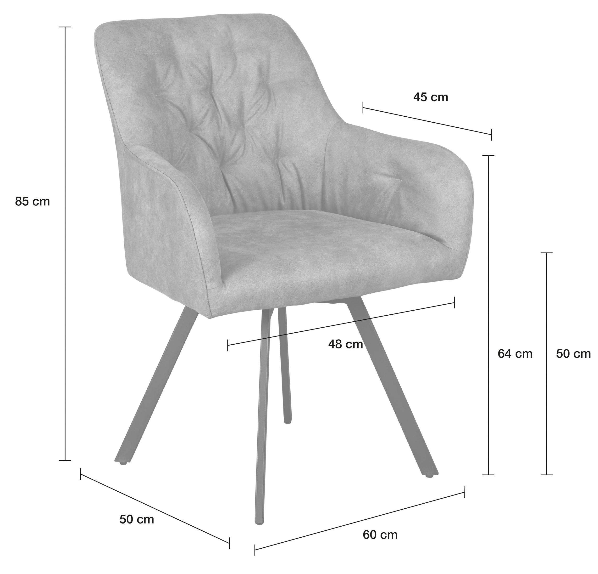 LC Home Esszimmerstuhl »Baltrum« Drehstuhl Lederoptik braun- grau 63x85x63cm