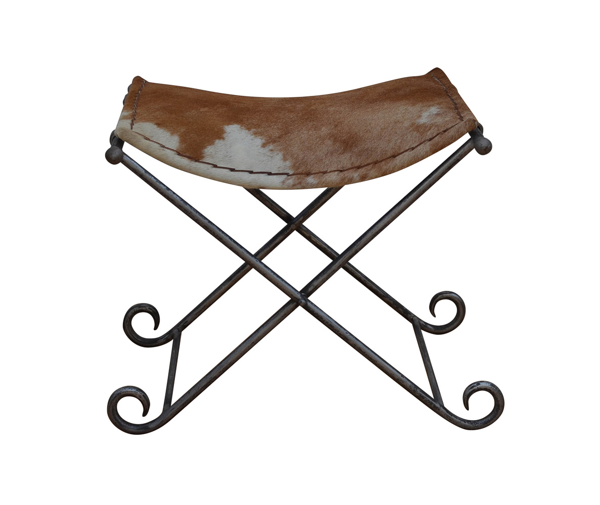 LC Home »Falthocker« Hocker braun weiß 55x45x45cm Kuhfellhocker Fußhocker Sitzgelegenheit Ablage