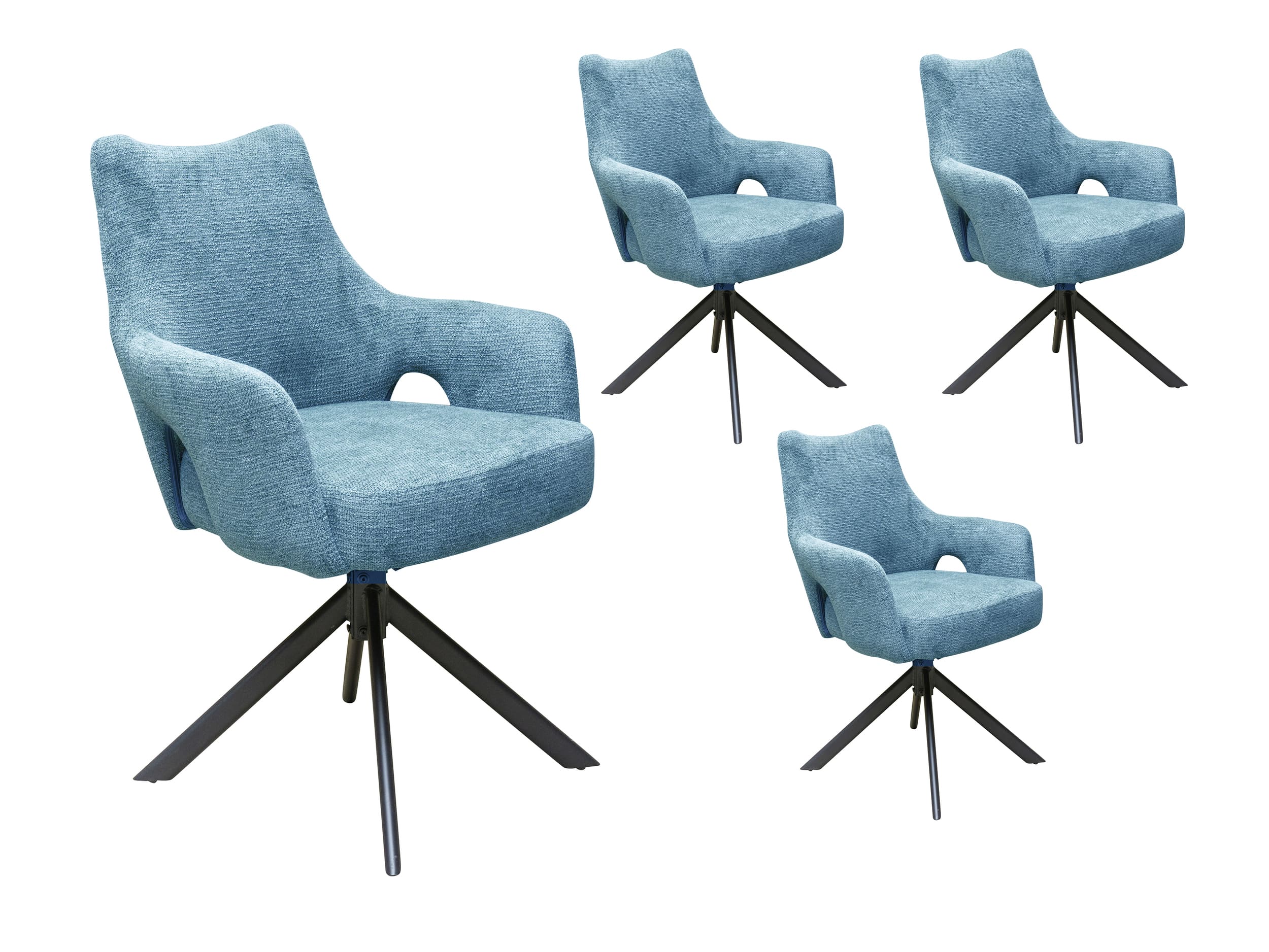 LC Home 4er Set Esszimmerstuhl Drehstuhl »Livrono« Webstoff Blau Polsterstuhl