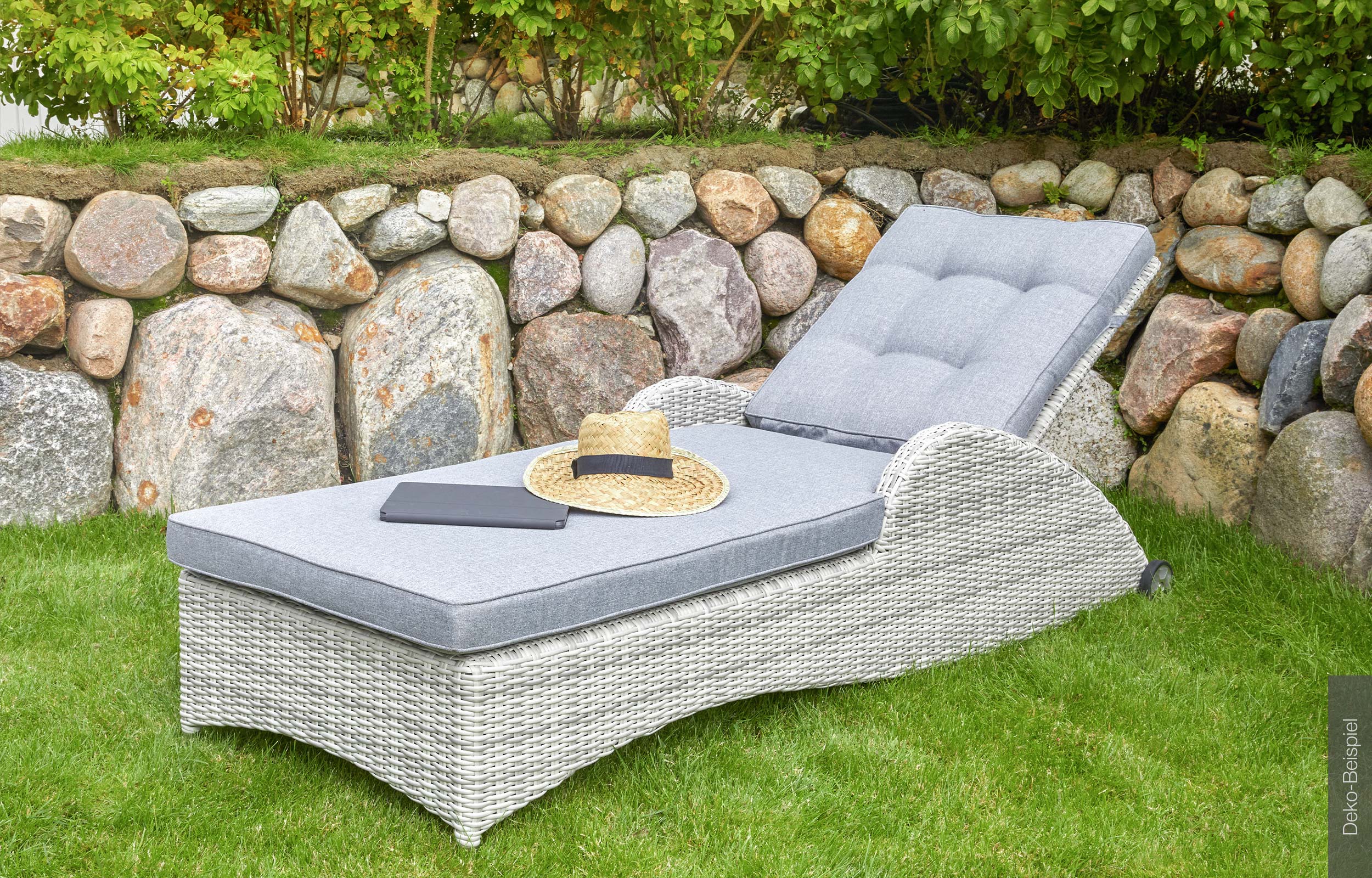 LC Garden »Nizza« Sonnenliege Gartenliege Relax weiß-grau