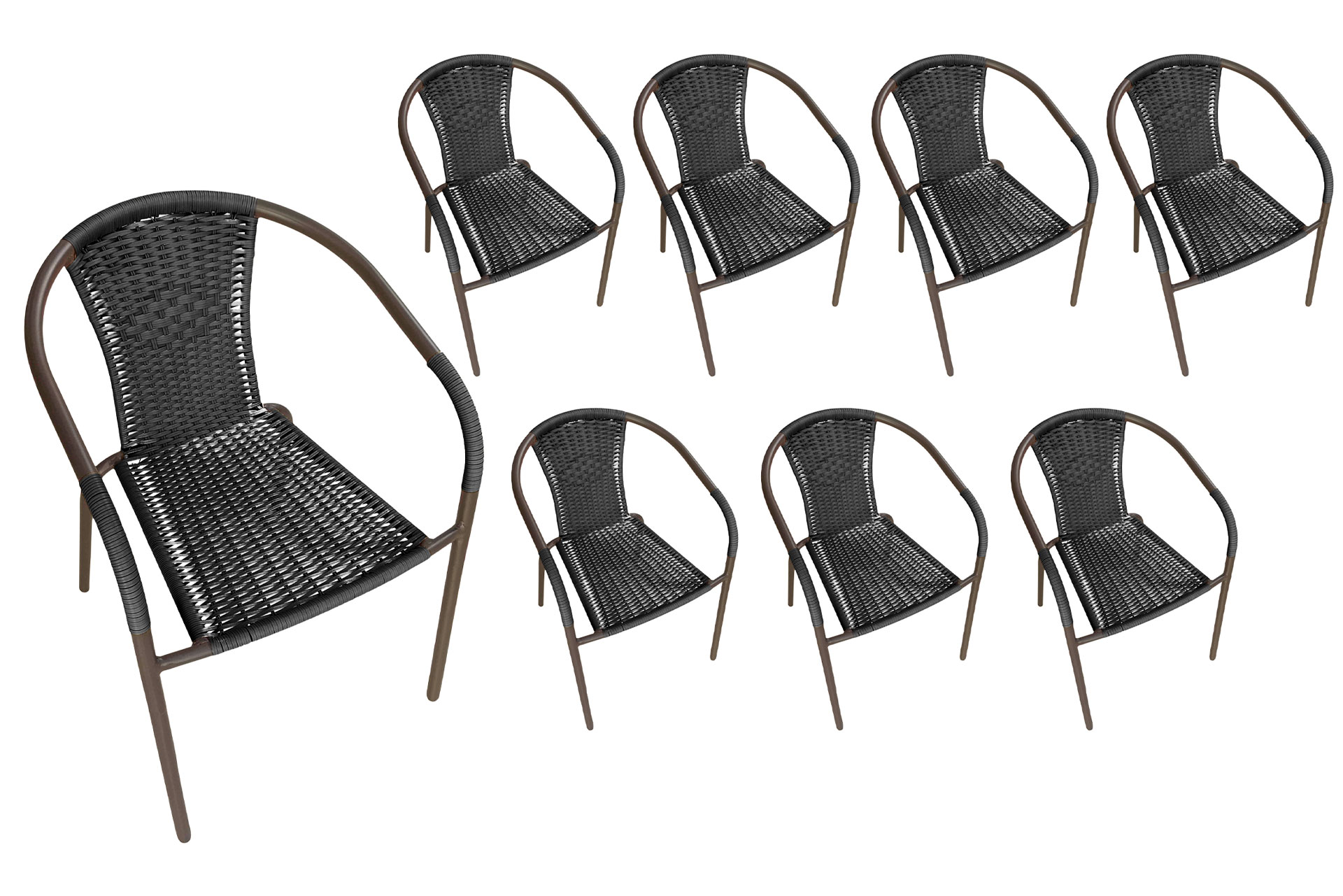 LC Garden 8er Set »Garvista« Gartenstuhl braun/schwarz Metall/PE-Rattan Stapelstuhl Bistrostuhl  