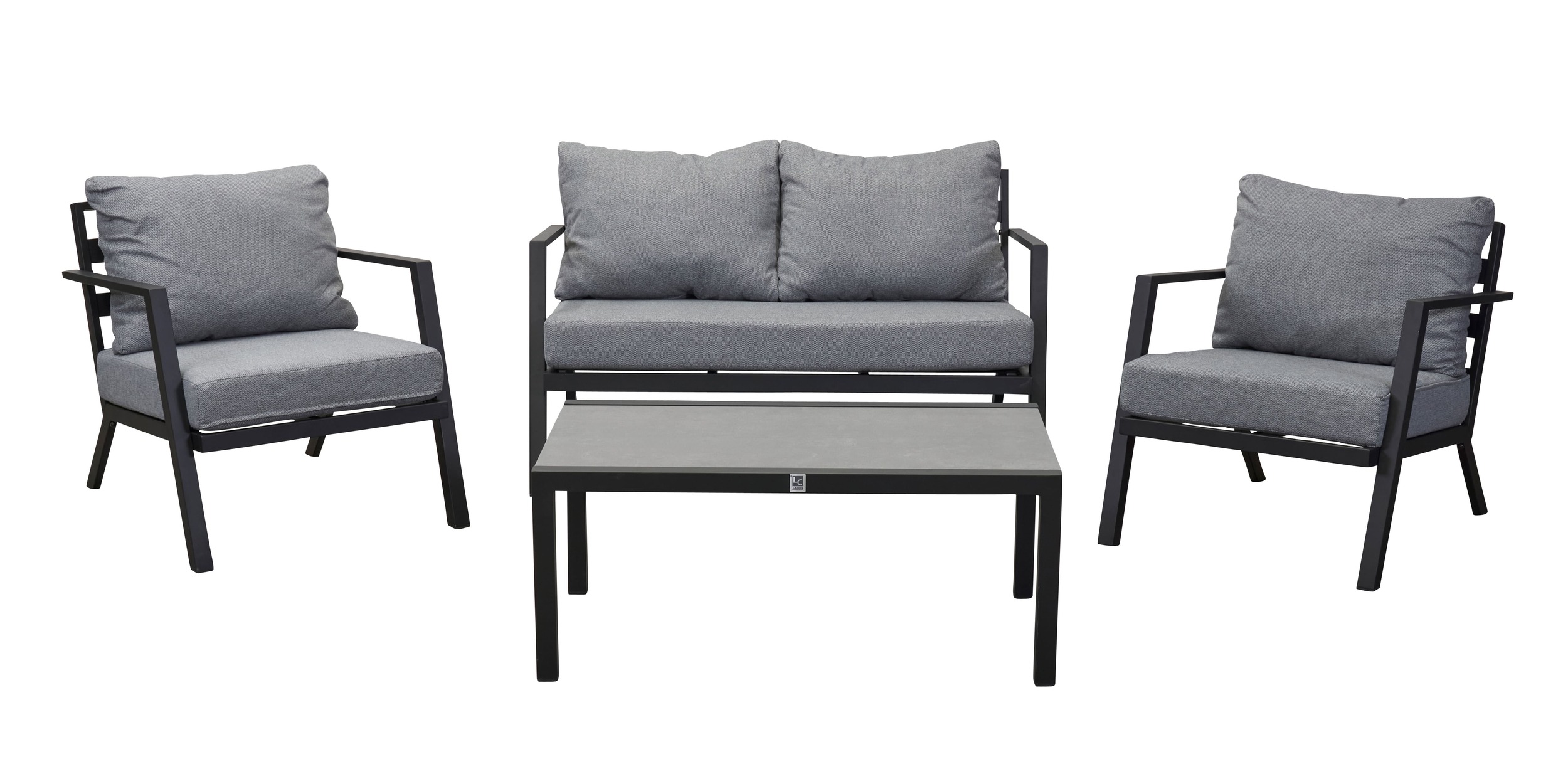 LC Garden Living Lounge Set schwarz 4tlg. Sitzgruppe Loungemöbel Sitzgarnitur