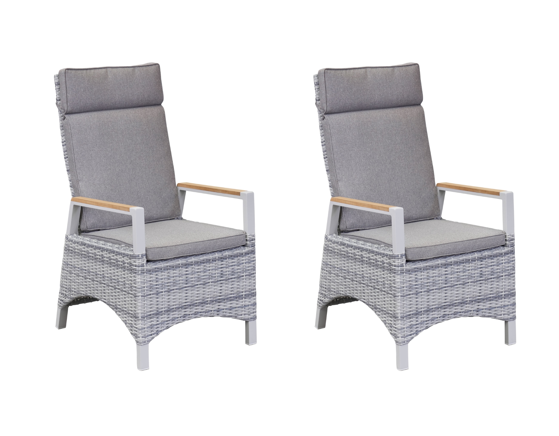 LC Garden 2er Set »Keramo« Positionsstuhl off-white/Teakholz Gartenstuhl mit Kissen