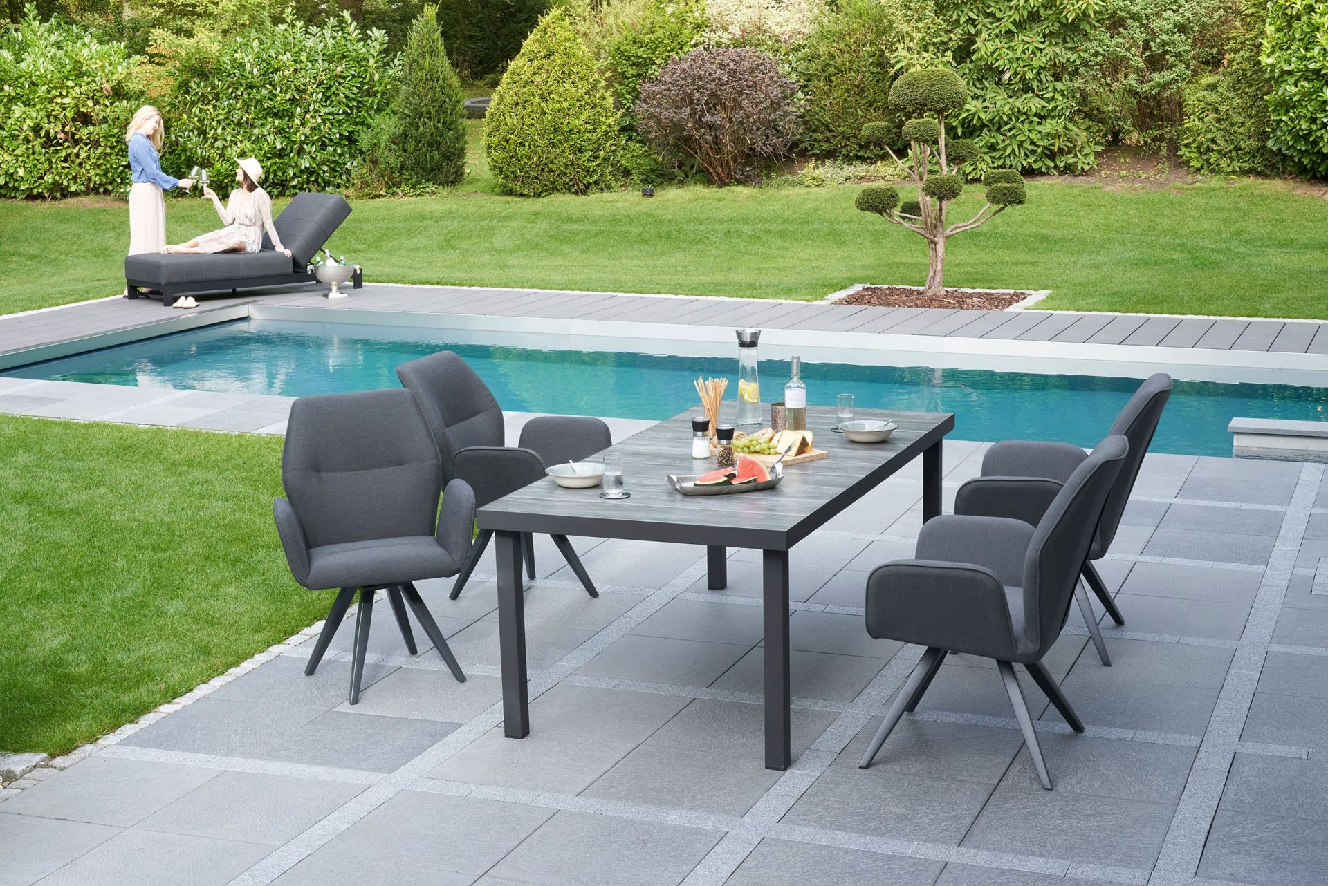 LC Garden »Keramo« Keramik Esstisch 4-Fuß Anthrazit 200x100x75cm Gartentisch