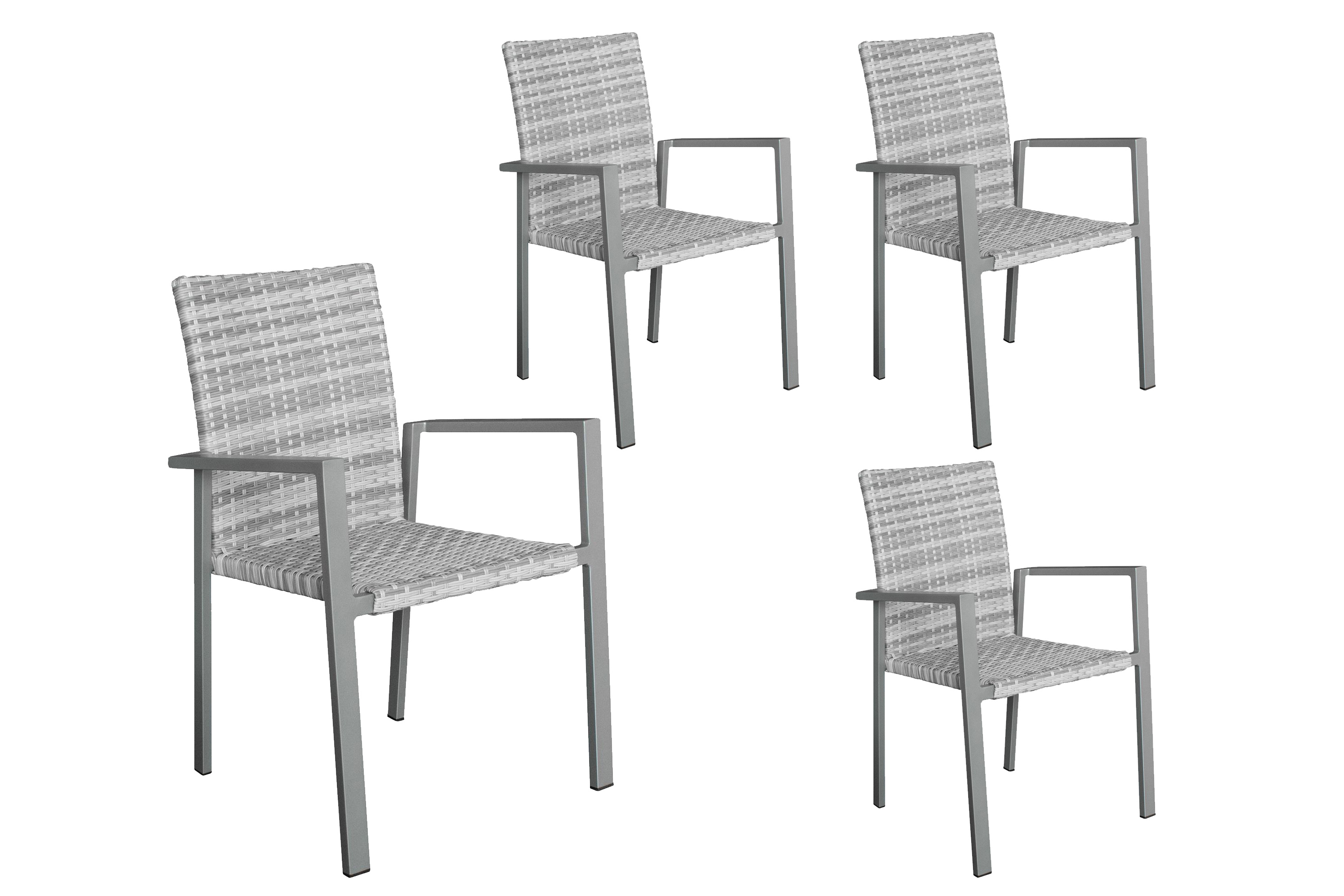 LC Garden »Parma« Dining 4er Set Stapelstuhl Armlehnstuhl silber