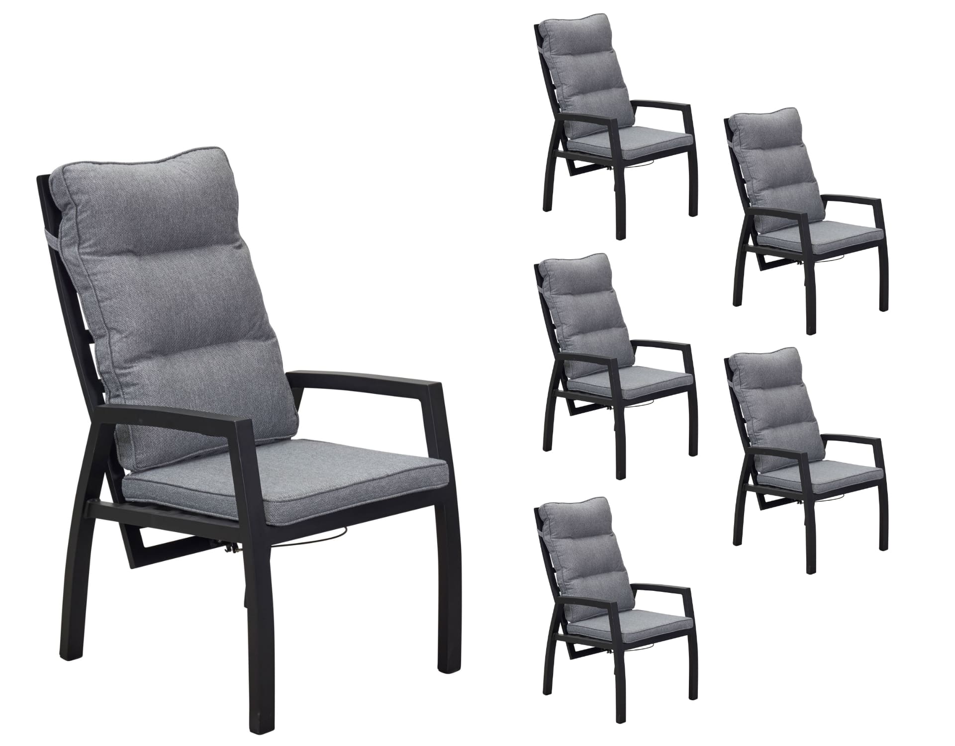 LC Garden 6er Set »Sondrino« Positionsstuhl schwarz Gartenstuhl Verstellsessel