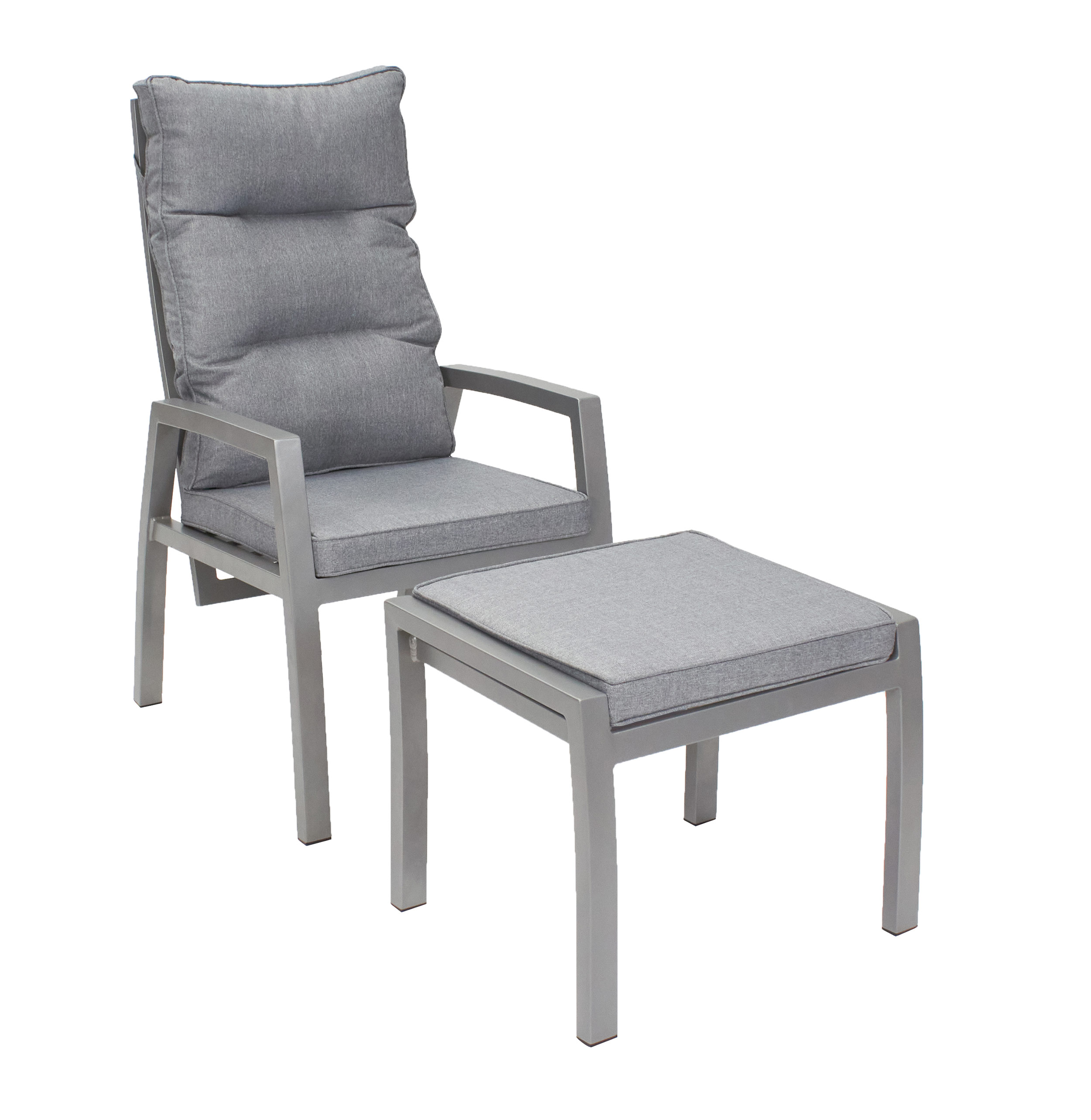 LC Garden »Bondino« Dining Positionsstuhl + Hocker inkl. Kissen silber-eckig