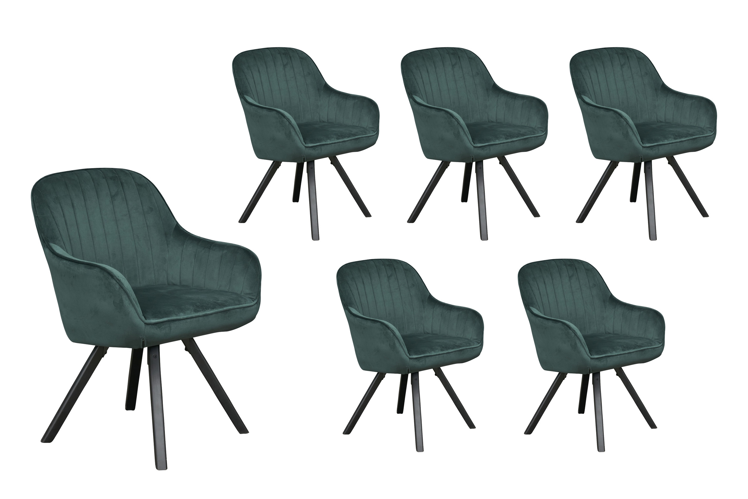 LC Home 6er Set Esszimmerstuhl Drehstuhl »Trevi« Samt grün Polsterstuhl