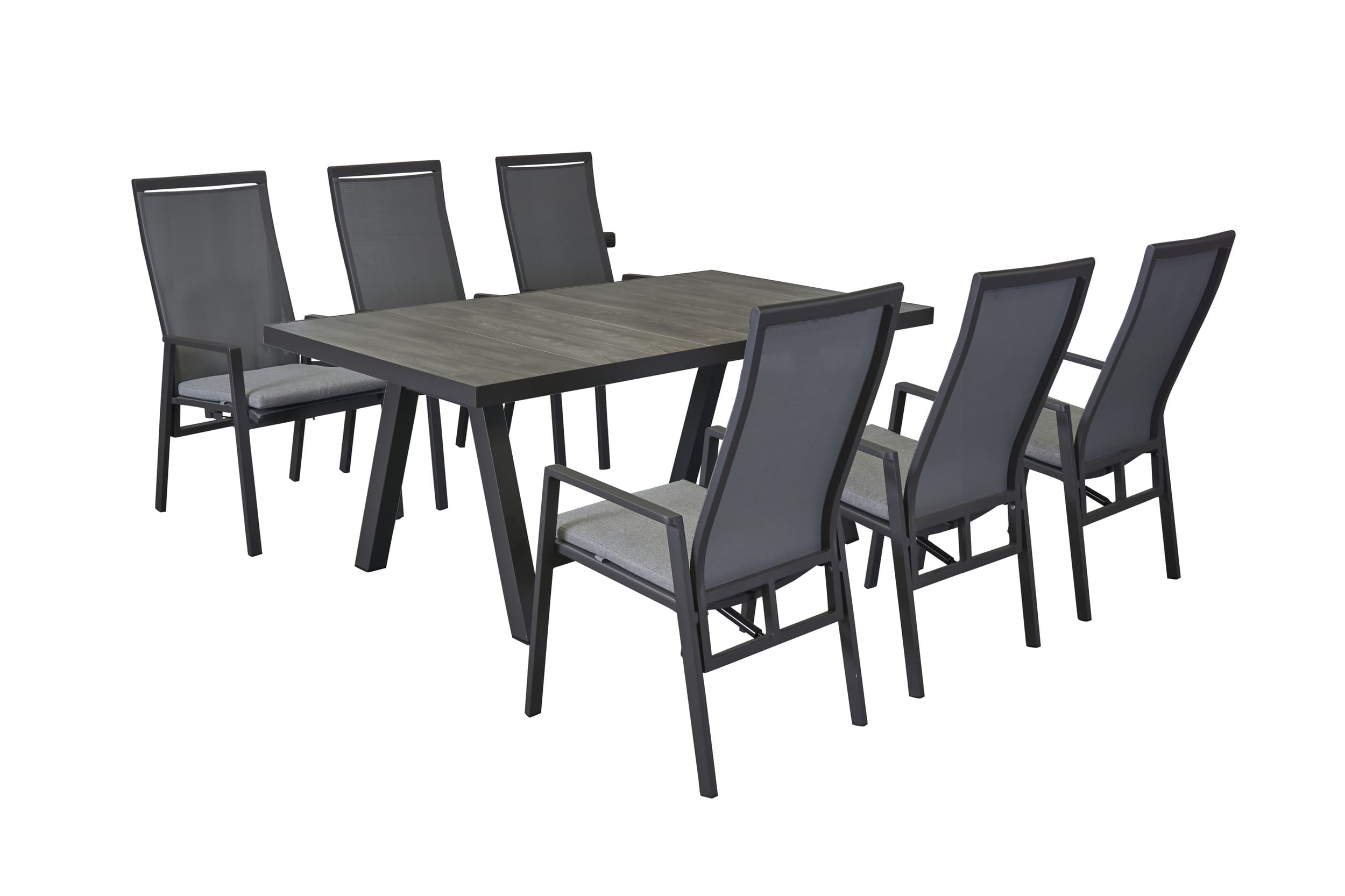LC Garden »Sunfort« Gartenmöbel Set 7tlg. Esstisch 200cm Aluminium anthrazit/Keramik grau + 6 Gartenstühle Gartenset