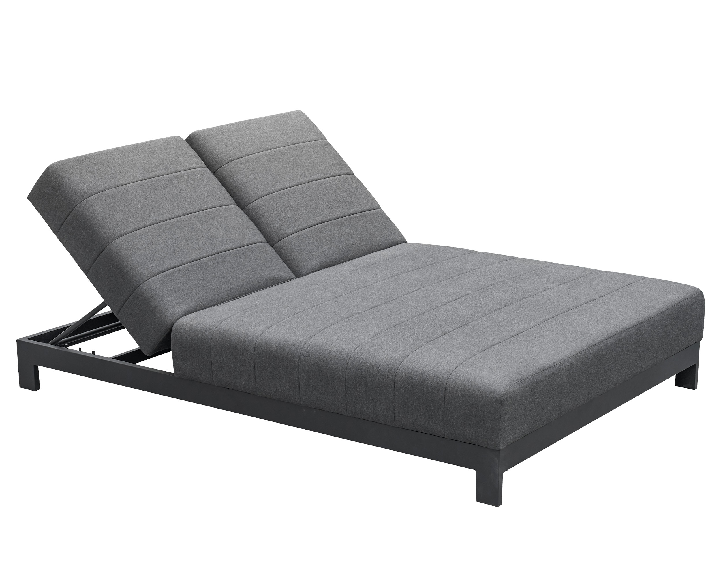 »Sunrino« Doppelliege Daybed Anthrazit/Flanelle aus Sunbrella Stoff 202x148x44,5cm