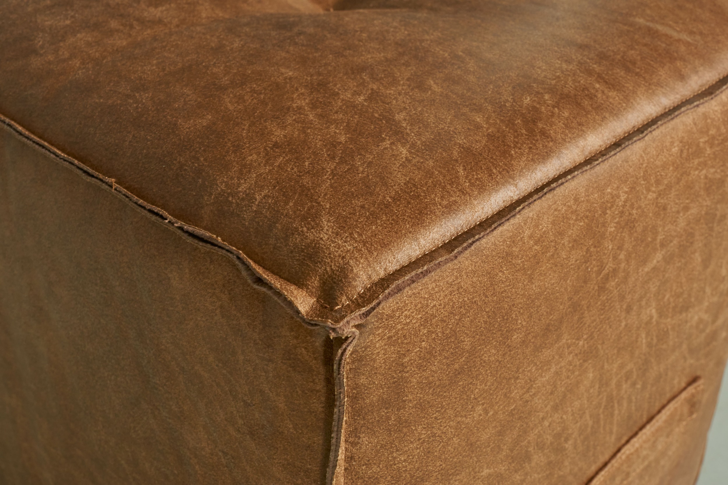 LC Home Sitzhocker »Danzig« inkl. Griff Lederoptik braun 41x41x44cm