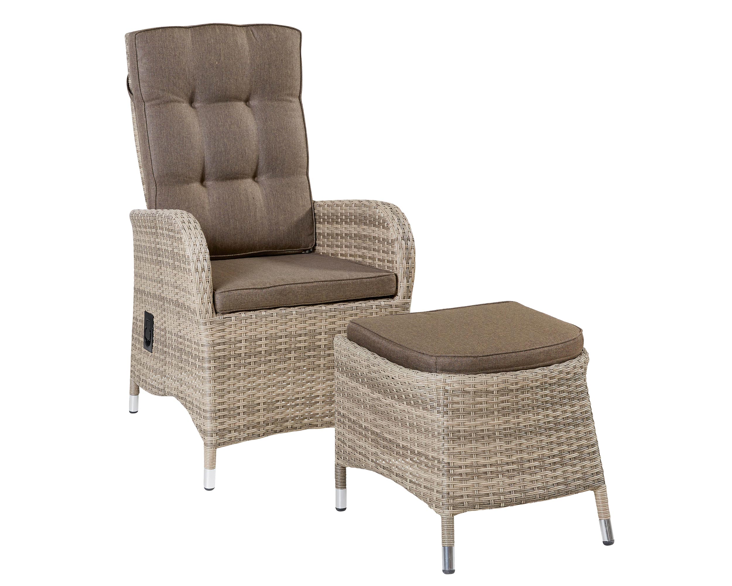 LC Garden »Turin« Dining Liegesessel Set Positionsstuhl inkl. Hocker natur
