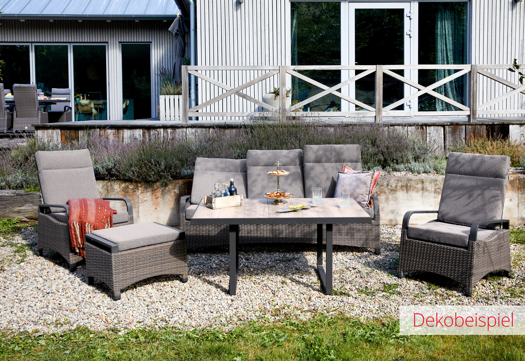 LC Garden »Komido« 3-Sitzer Sofa omega braun 89x205x105cm Dreisitzer aus handgeflochtenem Polyrattan inkl. Sitzkissen
