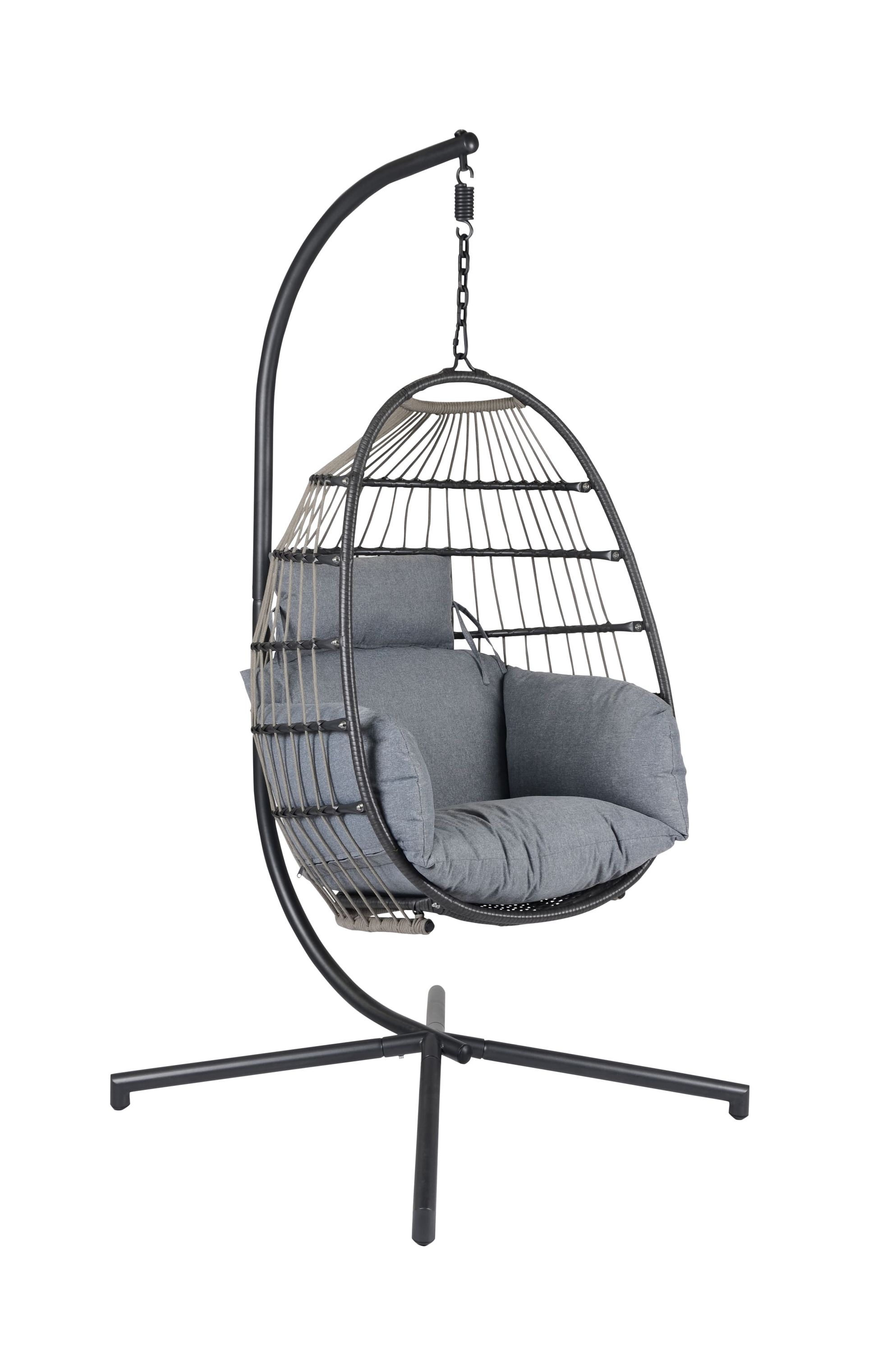 LC Garden »Sunai« Gartensessel Grau Hängesessel mit Gestell und Kissen LC Garden »Sunai« Gartensessel Grau Hängesessel mit Gestell und Kissen