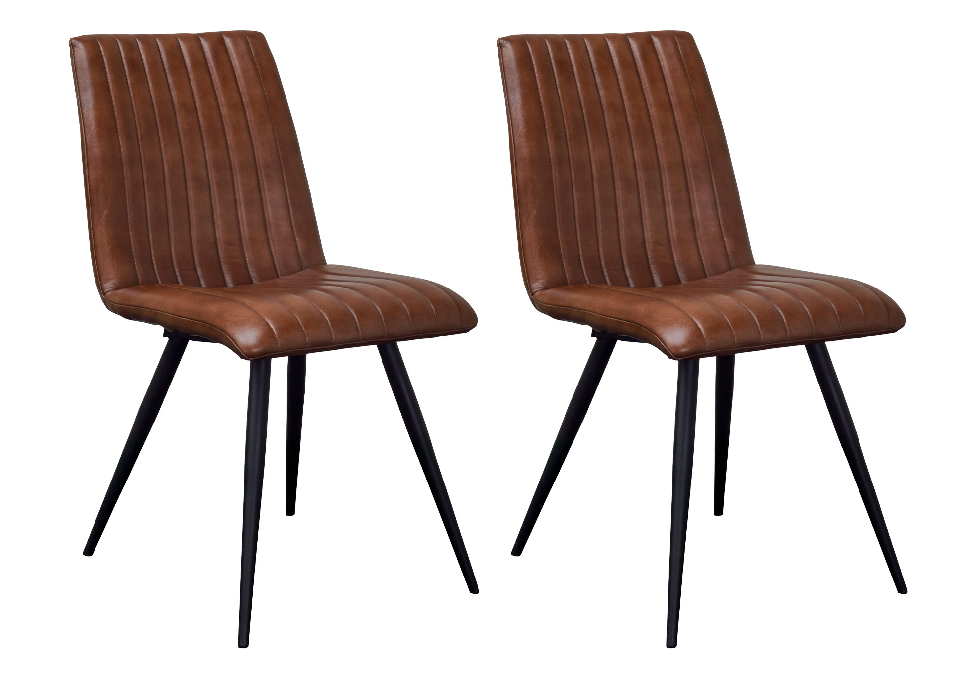 LC Home 2er Set Esszimmerstuhl Brooklyn Industrial Lederstuhl Cognac Echtleder
