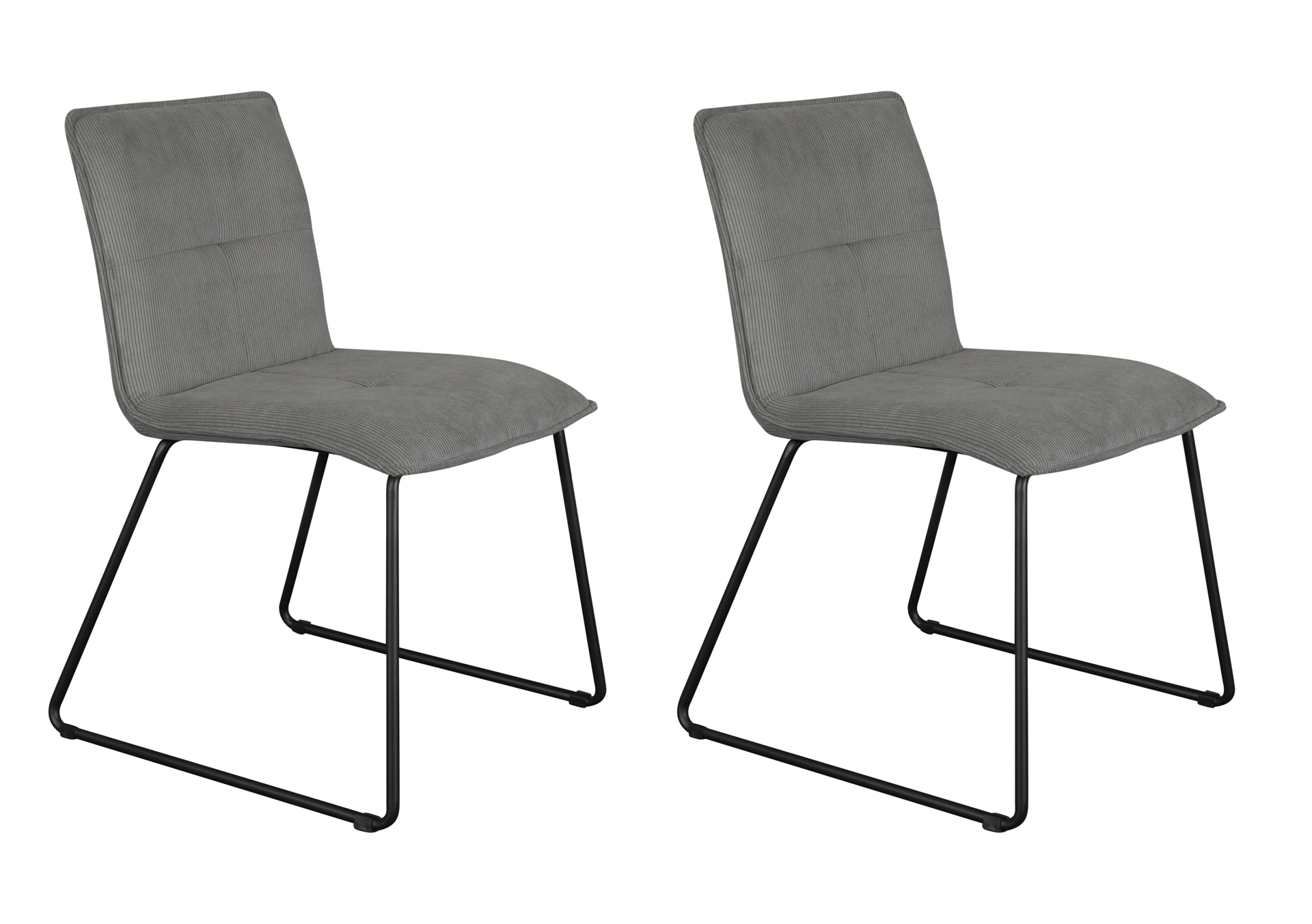 LC Home 2er Set »Edelin« Esszimmerstuhl Cordbezug anthrazit 53x58x83cm Kufenstuhl