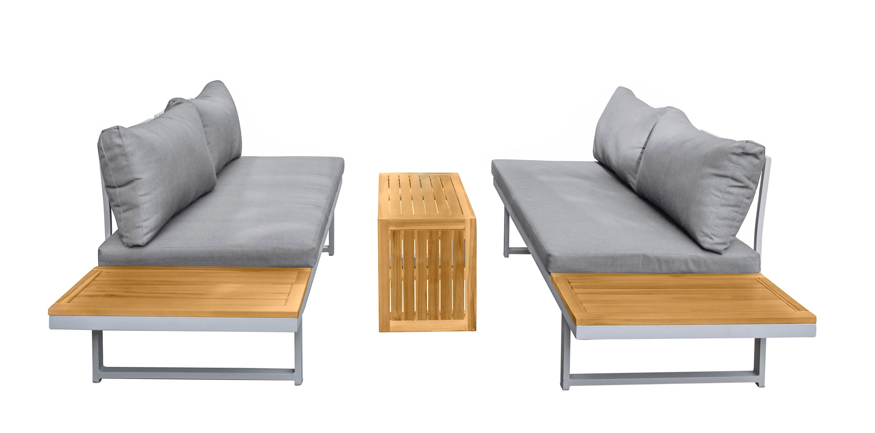LC Garden »Sungardo« Gartenlounge Set 3tlg. weiß aus Aluminium Akazie