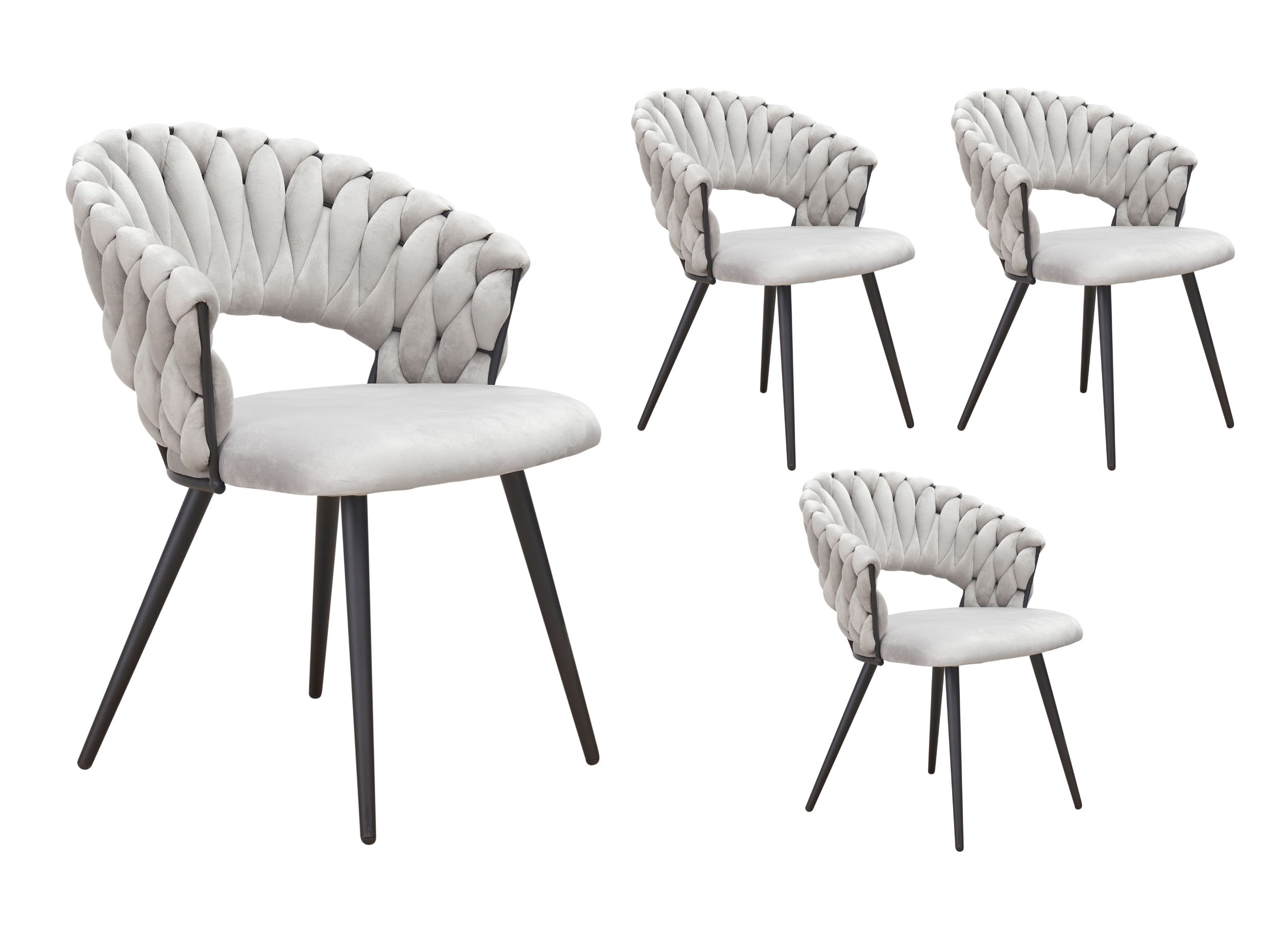 LC Home 4er Set Esszimmerstuhl »Nancy« Samtoptik hellgrau/ taupe Armlehnstuhl Designerstuhl
