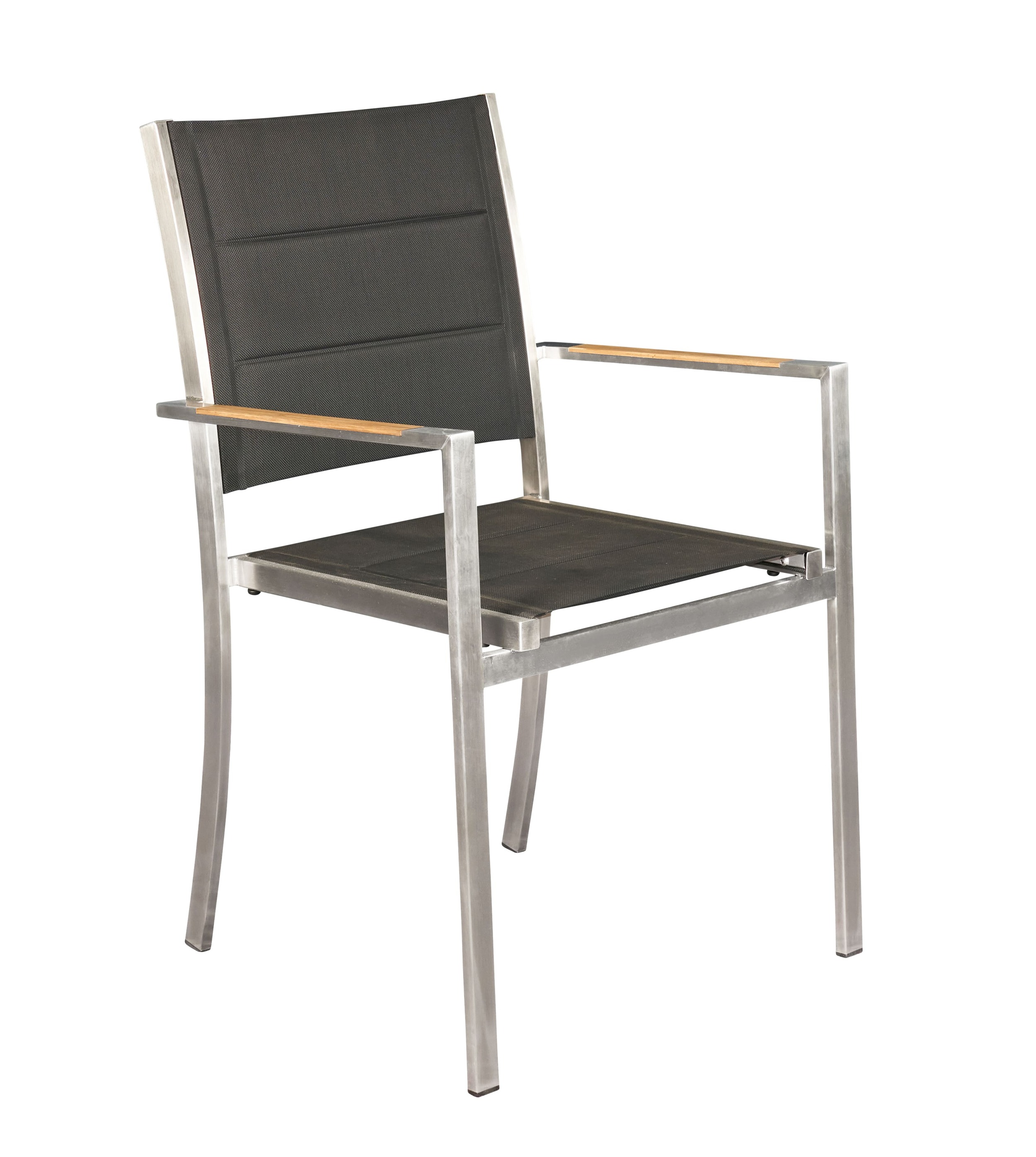 LC Garden »Steelado« Stapelstuhl Textilen Edelstahl/schwarz Armlehnstuhl Teakholz Gartenstuhl