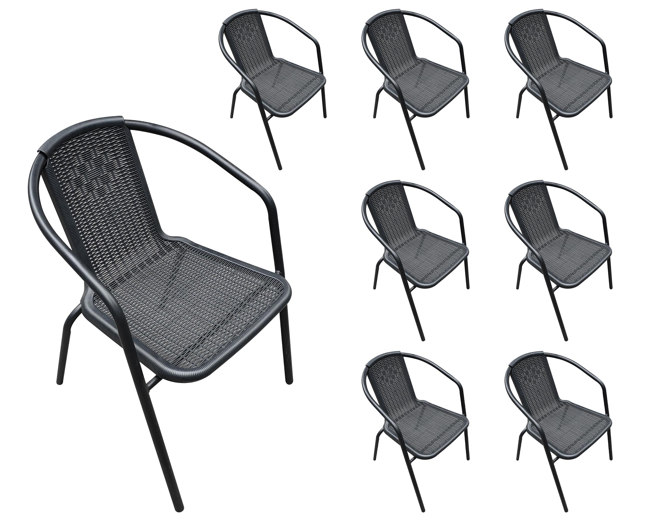 LC Garden »Garvista« 8er Set Stapelstuhl 56x62x72cm schwarz Gartenstuhl Terassenstuhl
