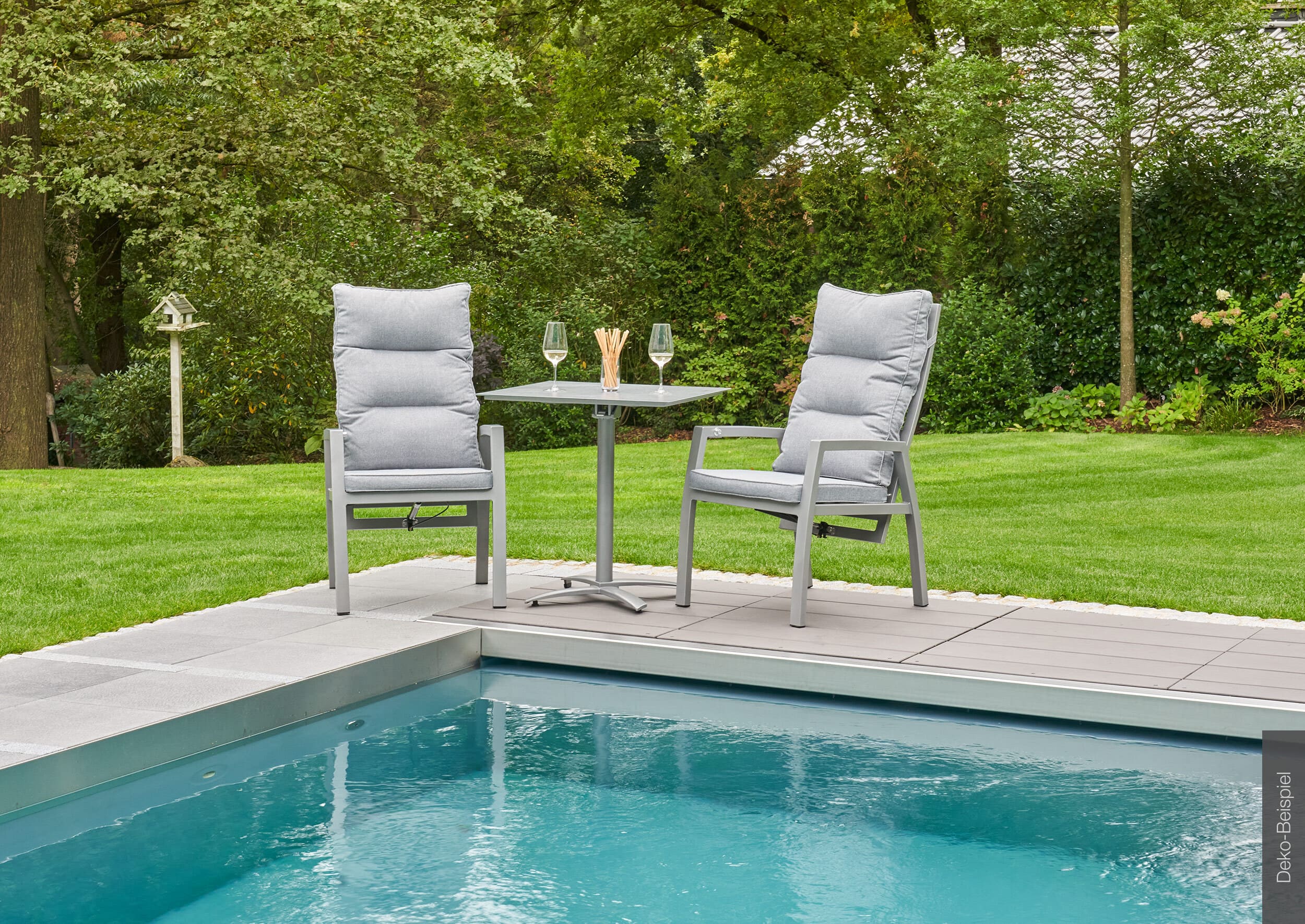 LC Garden Balkontisch »France« quadratisch silber 70x70x74cm Glas-Keramik Tischplatte