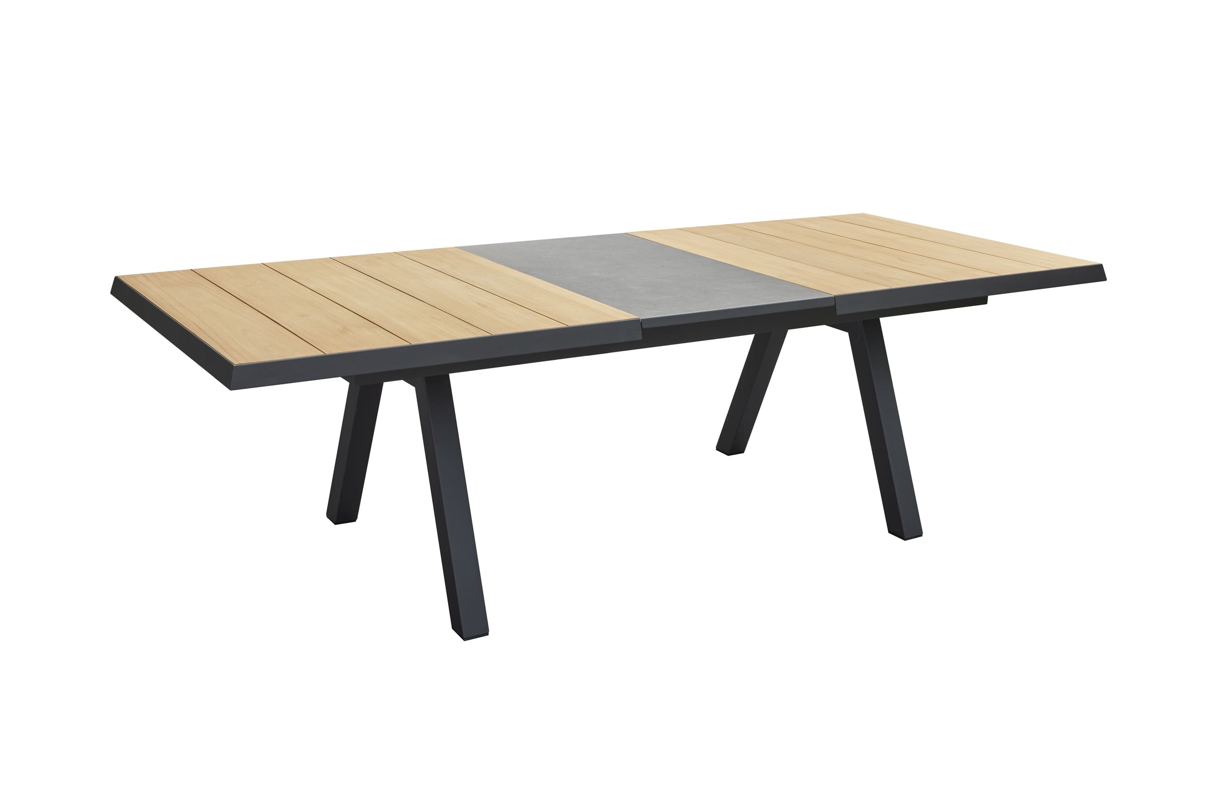 LC Garden »Kumasi« Dining Ausziehtisch Teakholz& Beton-Optik Stativ-Gestell grau 200/260x100cm Gartentisch