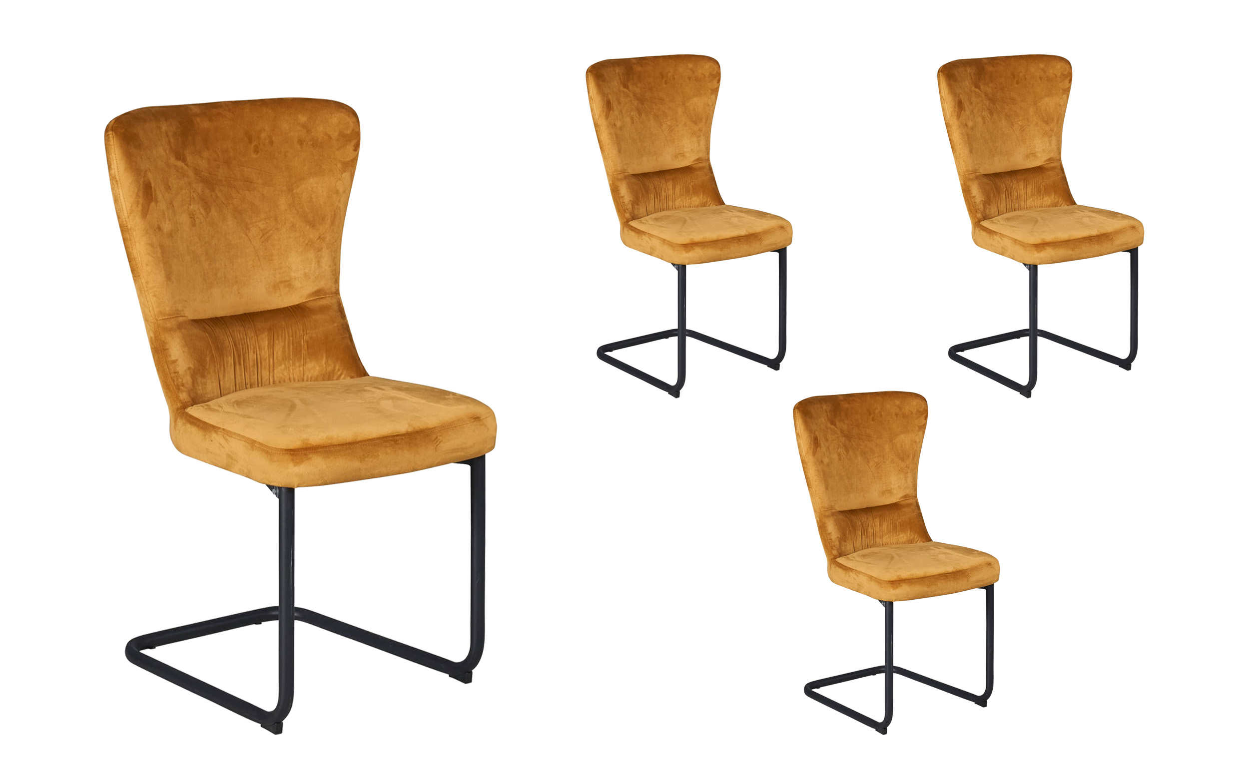 LC Home 4er Set Esszimmerstuhl »Aguas« Freischwinger Samtoptik gold 51x60x95cm