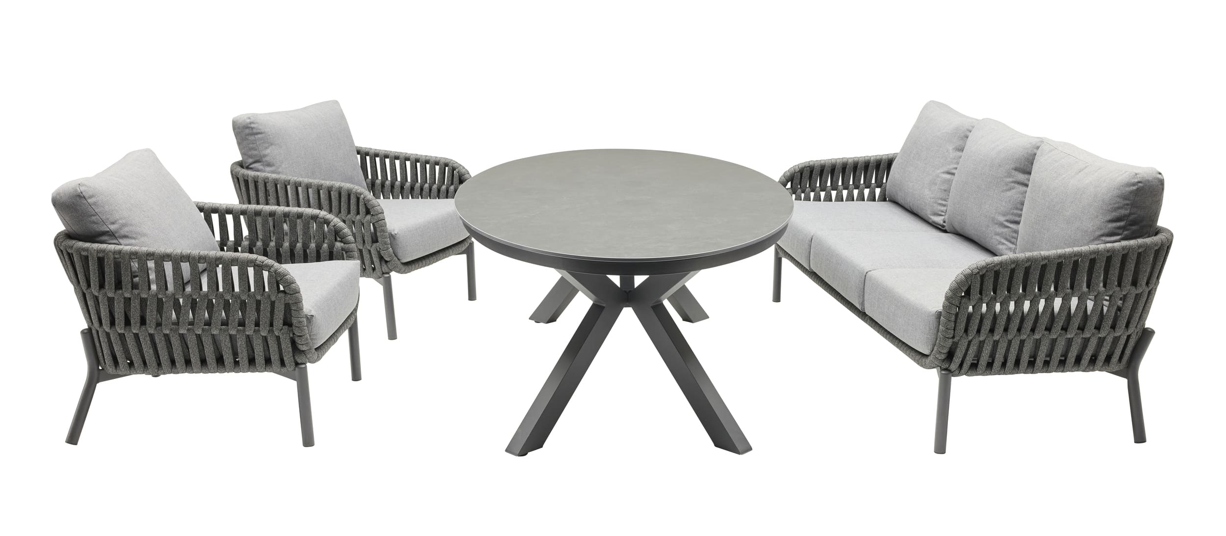 LC Garden »Terrano« Gartenset Anthrazit Gartentisch 220cm + Gartensofa + 3 Gartensessel