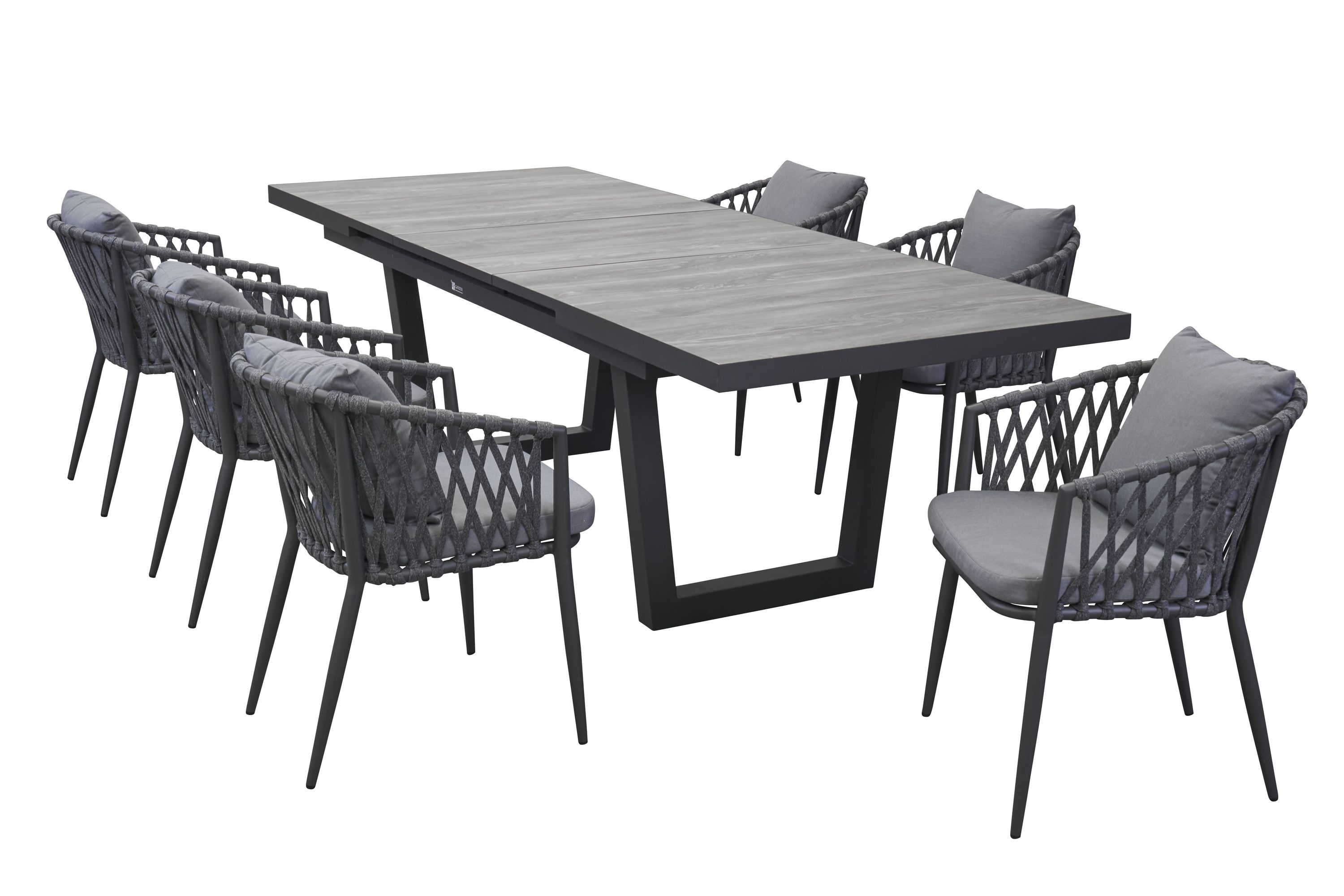 LC Garden »Unicamo Sunrepo« Dining Set III 7tlg. Ausziehtisch Keramiktisch Gartenset Ropestuhl Geflechtstuhl