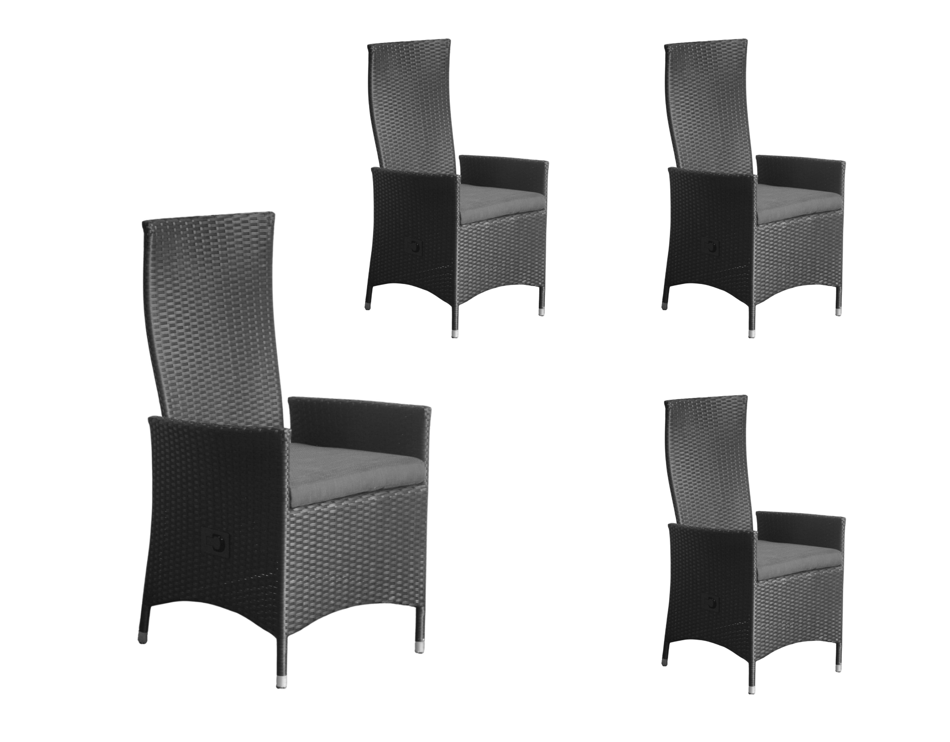 LC Garden 4er Set »Diningo« Dining Positionsstuhl schwarz Gartenstuhl mit Kissen