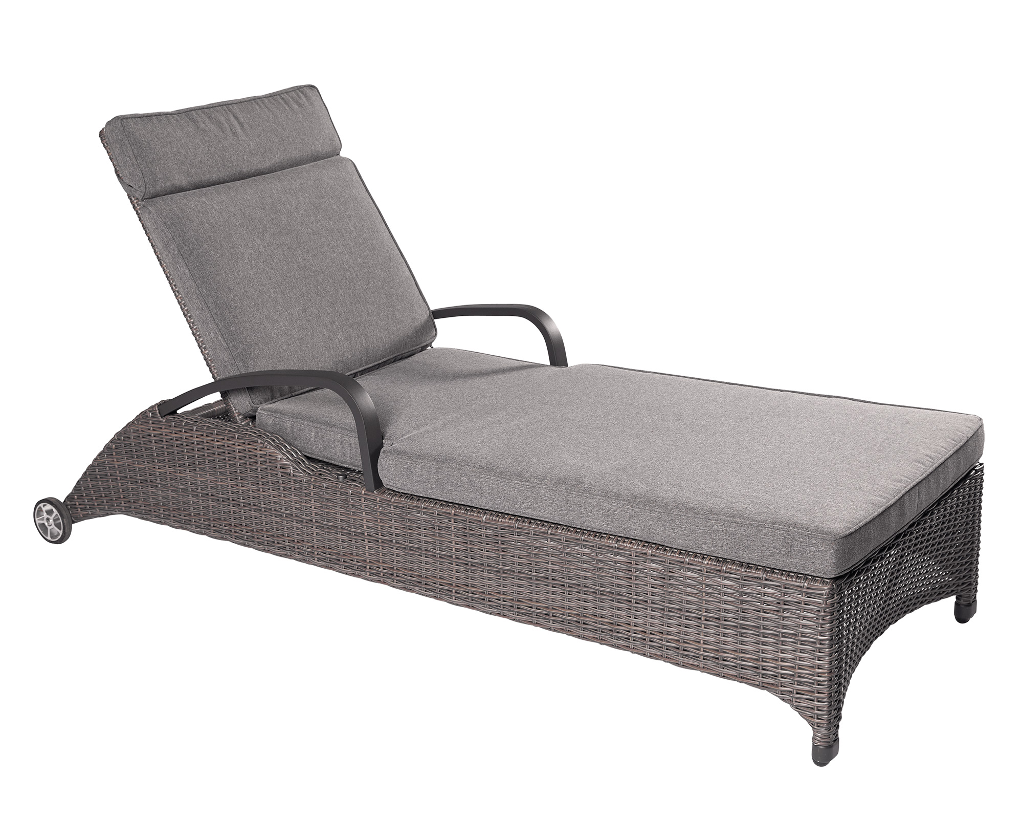 LC Garden »Komido« Liege omega braun 203x68x50cm Gartenliege verstellbar aus handgeflochtenem Polyrattan inkl. Sitzkissen