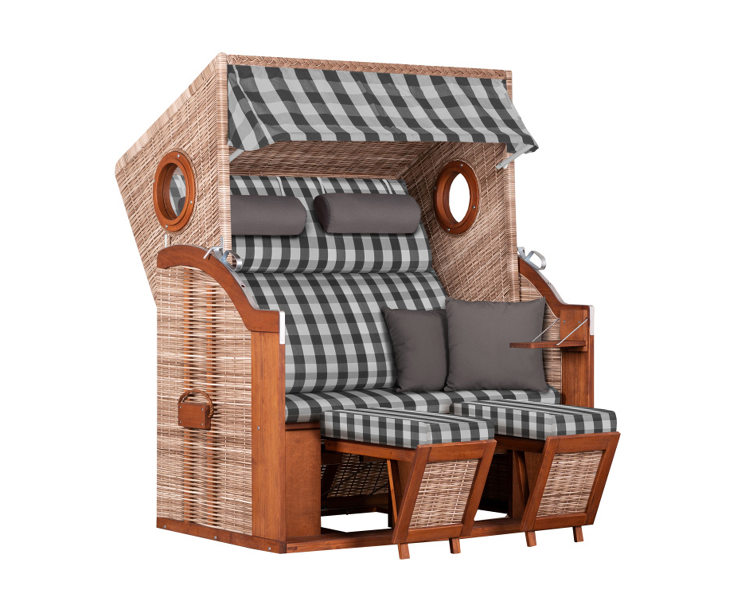 deVries Strandkorb PURE Wave XL PE seashell Des. 401 braun natur glasiert deVries Strandkorb PURE Wave XL PE seashell Des. 401 braun natur glasiert