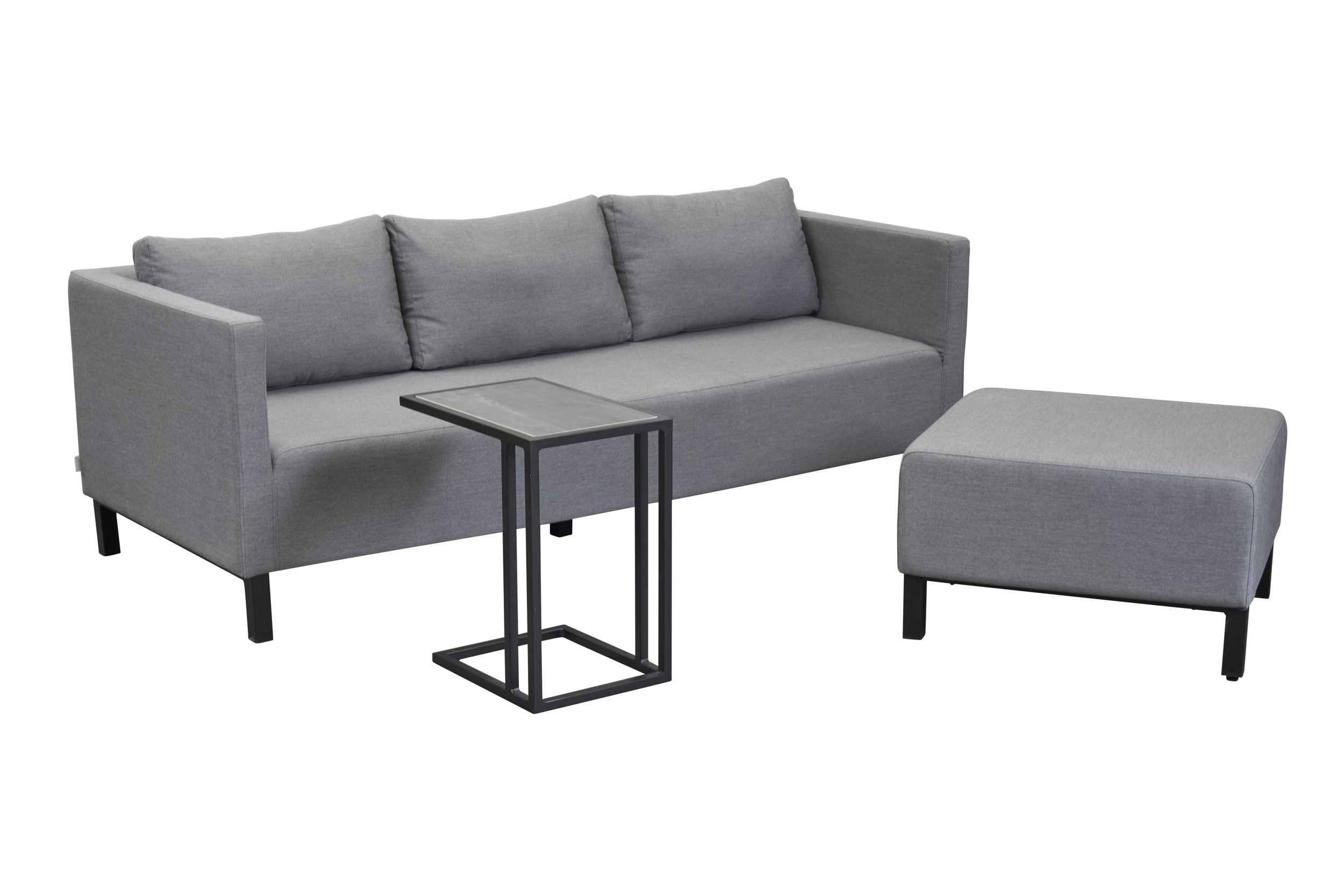 »Sunrino« Lounge-Set flanelle 3-tlg. Gartenlounge Sofa inkl. Beistelltisch Sunbrella®-Bezug