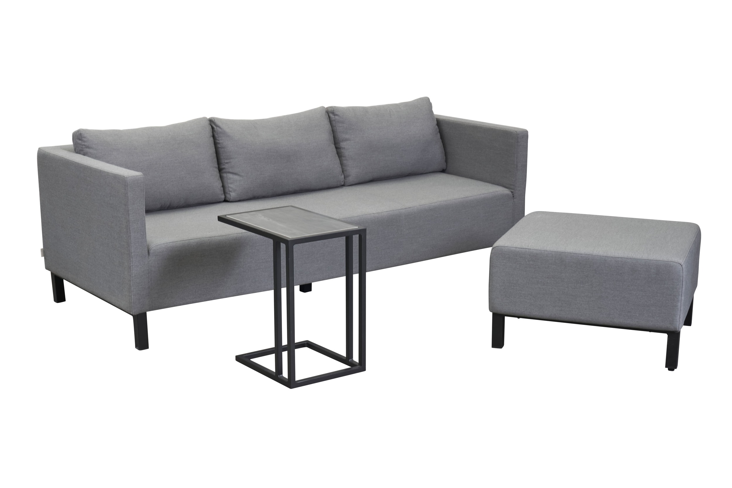 »Sunrino« Lounge-Set flanelle 3-tlg. Gartenlounge Sofa inkl. Beistelltisch Sunbrella®-Bezug