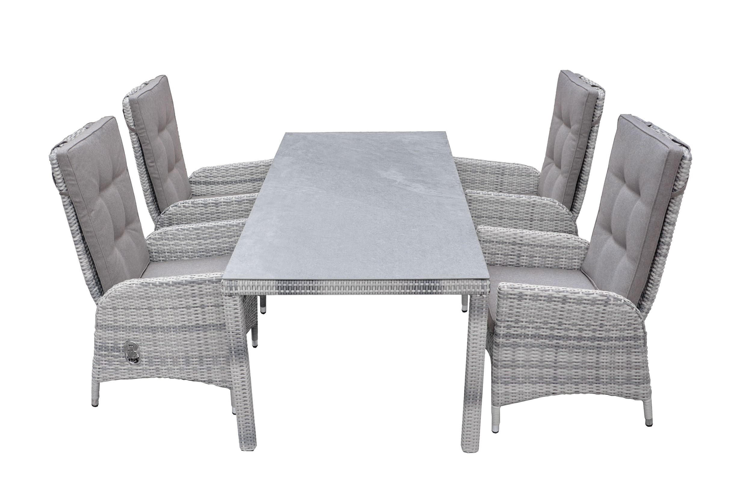 LC Garden Parmina Dining Set 5tlg. 180cm Esstisch Gartenmöbelset weiß-grau