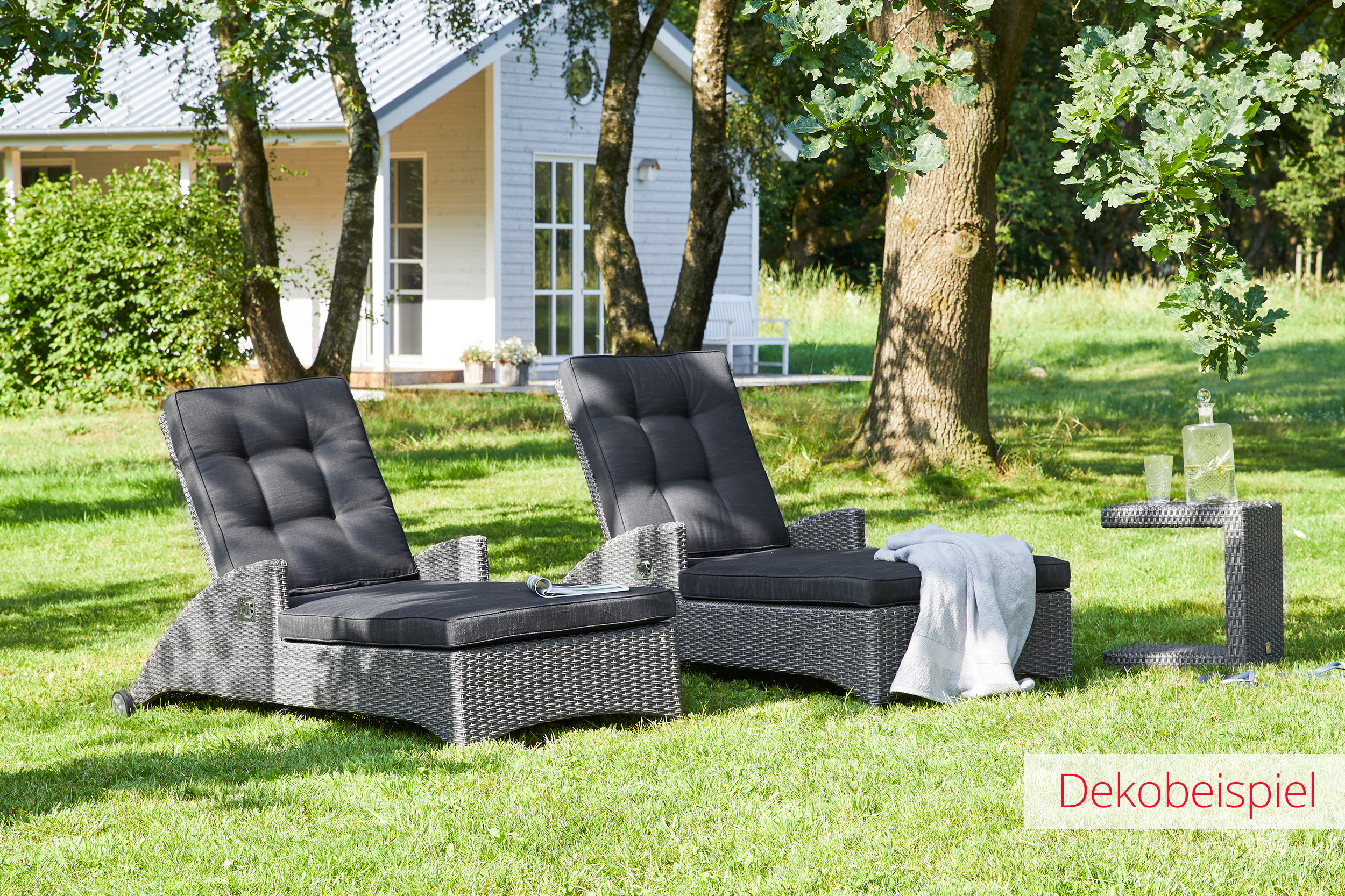 LC Garden »Barcelona« Living 2er Set Gartenliege grau-mix Sonnenliege Relaxliege