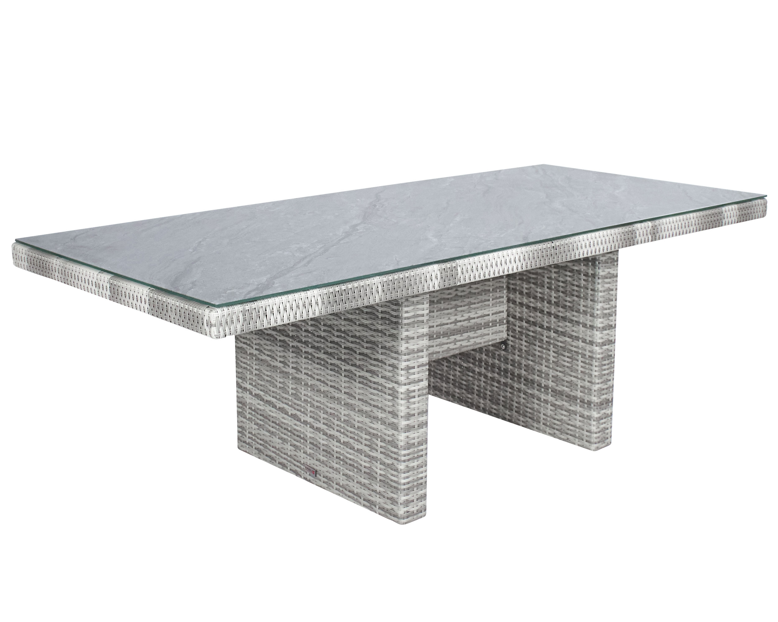 LC Garden »Parma« Dining Wangentisch Gartentisch 192x90cm Glas- Keramik weiß-grau