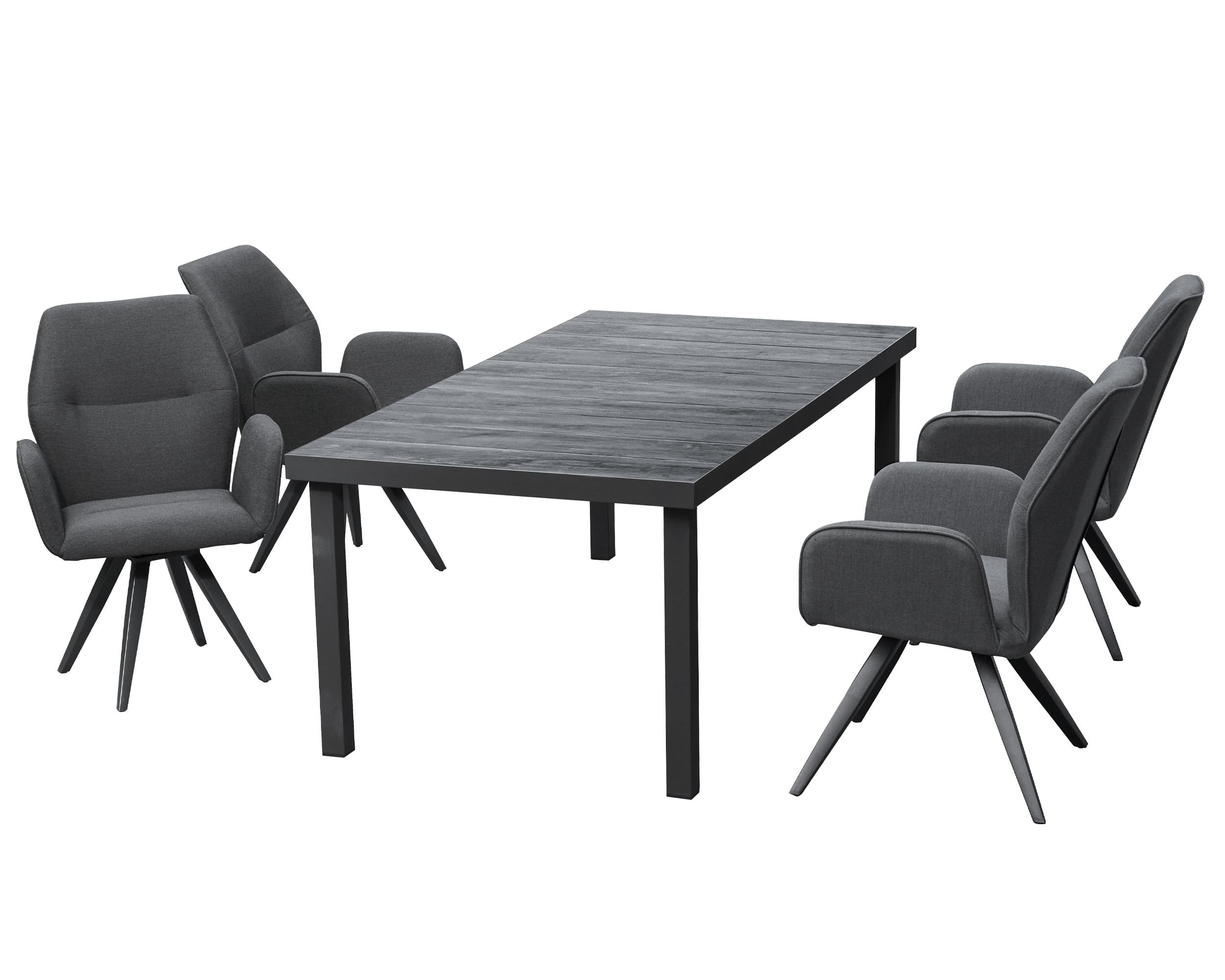 »Sunrino« Dining Set V Gartenset mit Sunbrella® Stoff anthrazit Sitzgruppe