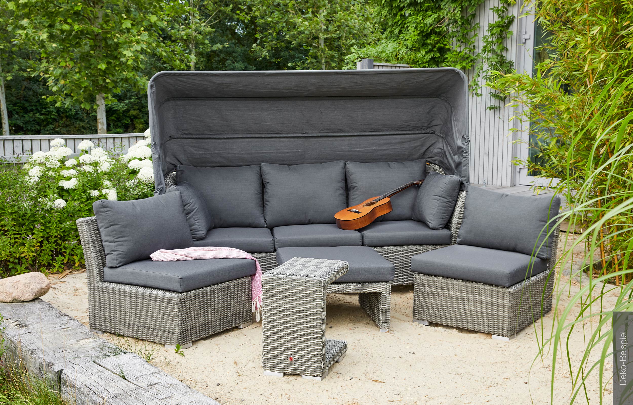 LC Garden »Bilbao« XL Muschel-Set Loungebank Relax grau-mix