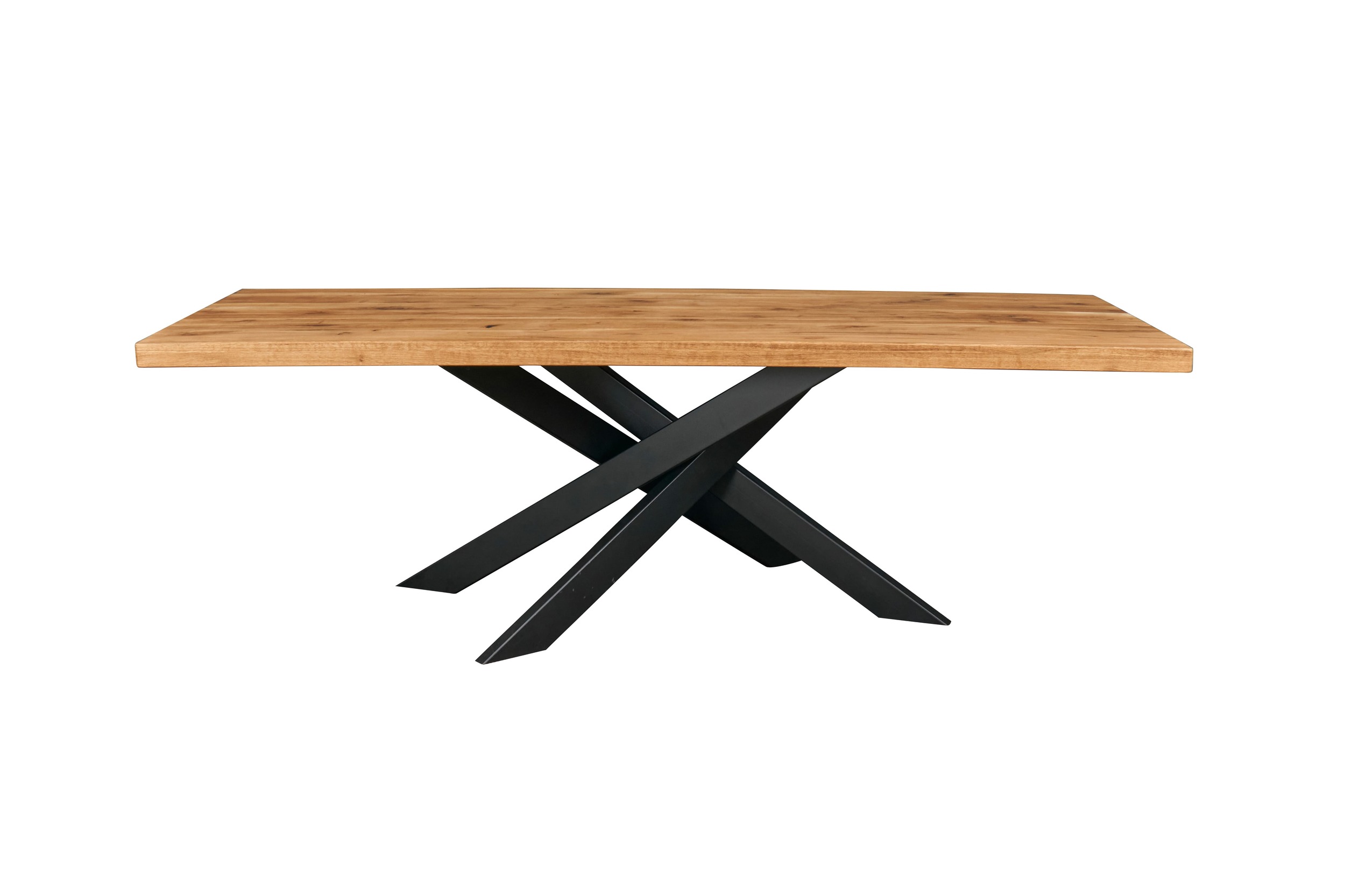 LC Home »Borkum« Dining Set I Eiche geölt Stern-Fuß Sitzgruppe Teddystoff Silber