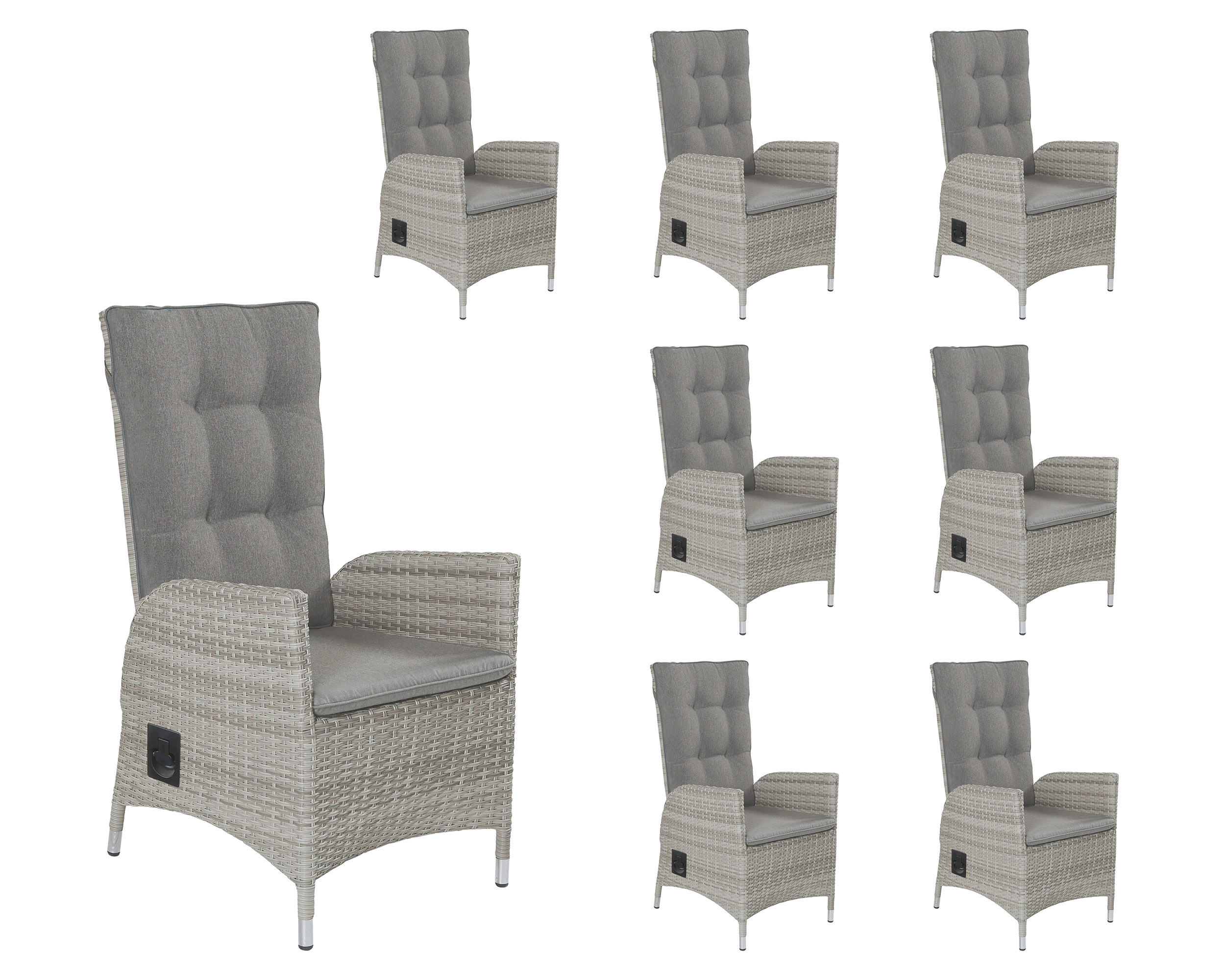 LC Garden »Roma« 8er Set Positionsstuhl  Gartenstuhl natur Polyrattan inkl. Polster
